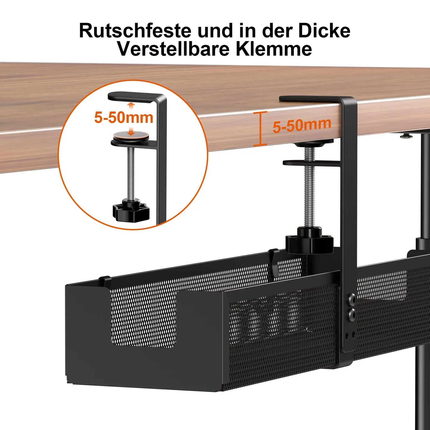 PUTORSEN Under-Desk Cable Management Tray - No Drilling Required, Cable Tray for Managing Cables and Power Strips, Desk Cable Management for Office and Home PUTORSEN