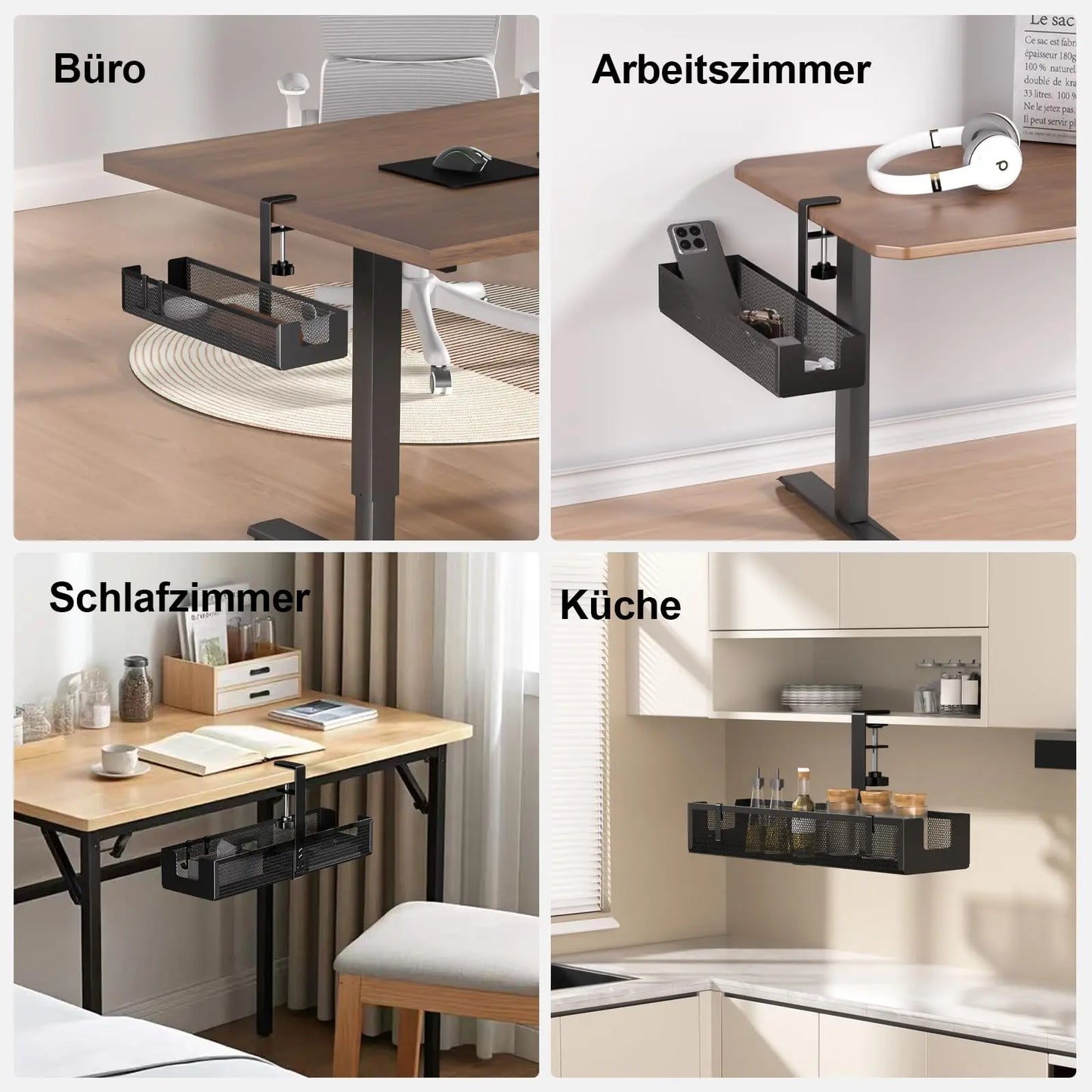 PUTORSEN Under-Desk Cable Management Tray - No Drilling Required, Cable Tray for Managing Cables and Power Strips, Desk Cable Management for Office and Home PUTORSEN
