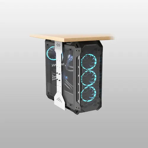 PUTORSEN Under Desk PC Mount, 7.9-13.4’’ Width Adjustable Computer Tower Stand, up to 77 lbs, with Protective Mats, for Mid/Mini-Tower Case in Office,Gaming, Laboratory and Home, Black and White PUTORSEN