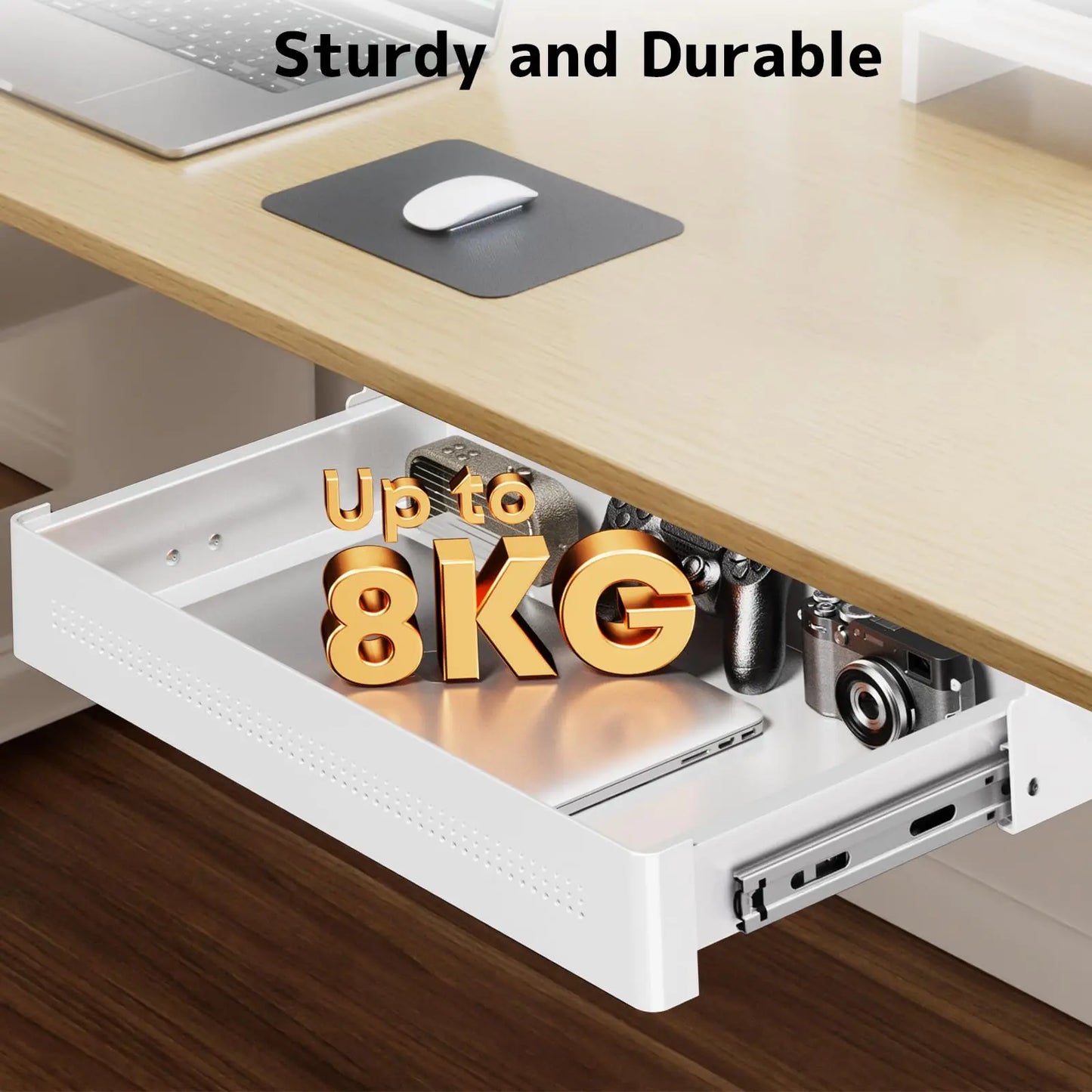 PUTORSEN Under Desk Storage Drawer 15.7" Wide - Smooth Slide Out Organizer for Standing Desk & Home Office,Max Load 17.6 lbs PUTORSEN