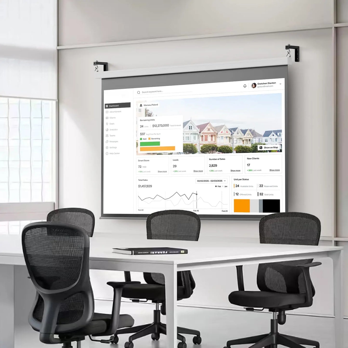 PUTORSEN Universal Projector Screen Ceiling Mount L-Brackets, Wall Hanging Mount 6 inch Adjustable Extension with Hook Kit, Hold up to 66 lbs, for Home Projector and Movie Screens PUTORSEN