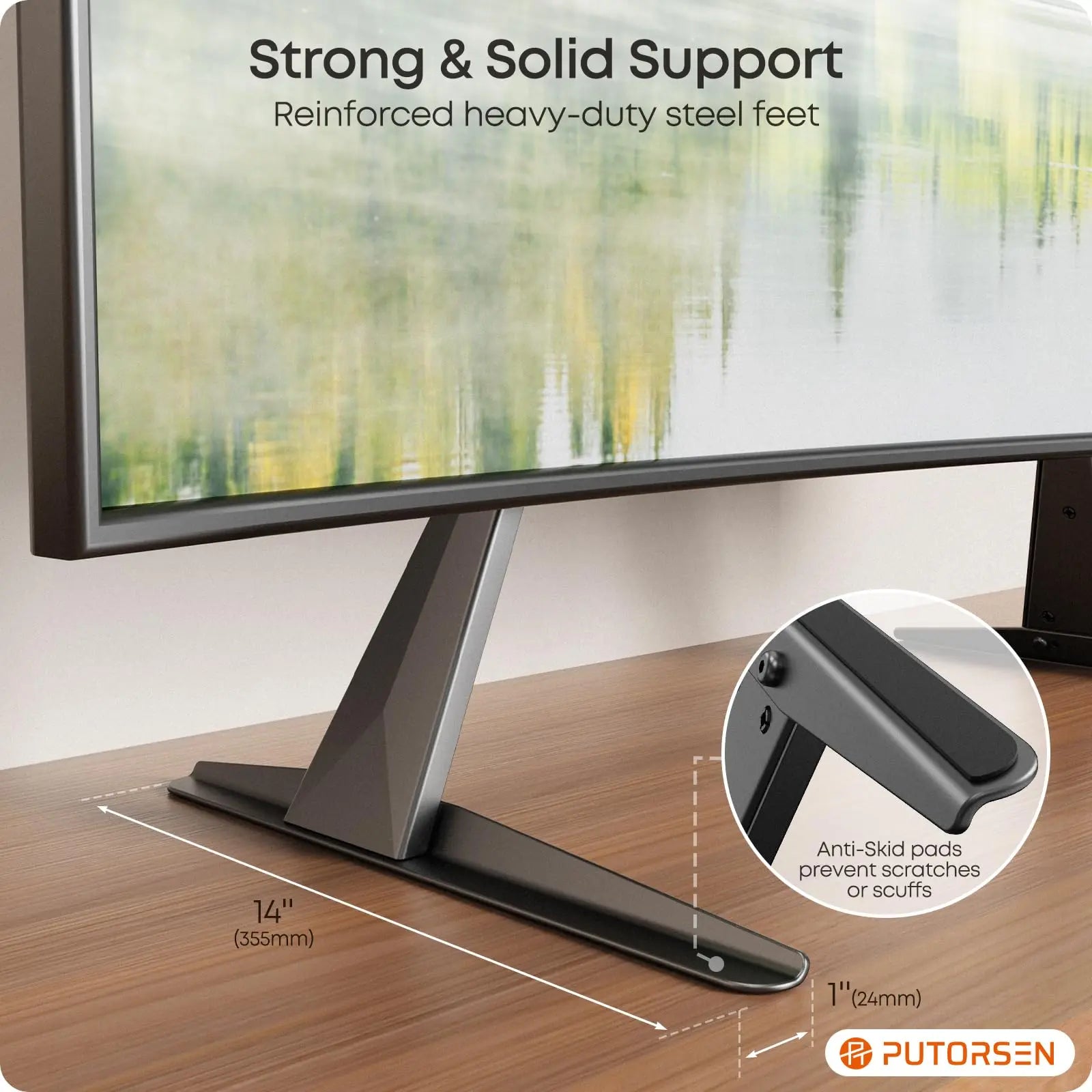 PUTORSEN Universal TV-Ständer Höhenverstellbar für 23-65 Zoll Flachbildschirme (bis 50 kg, VESA 800x400 mm) - Robuster Tischständer mit Kabelmanagement für LED/LCD/OLED & Curved TVs PUTORSEN