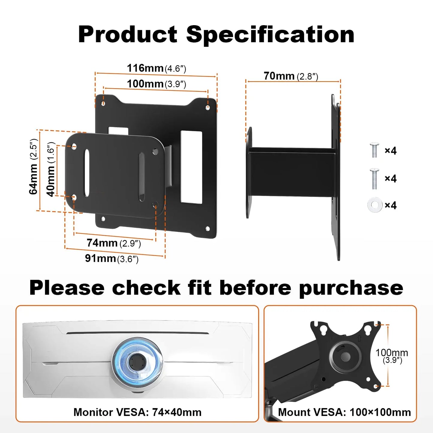 PUTORSEN VESA Adapter Plate Bracket Compatible with Samsung Odyssey G9, Neo G9, CRG9, CHG9 and CHG90 Monitors PUTORSEN