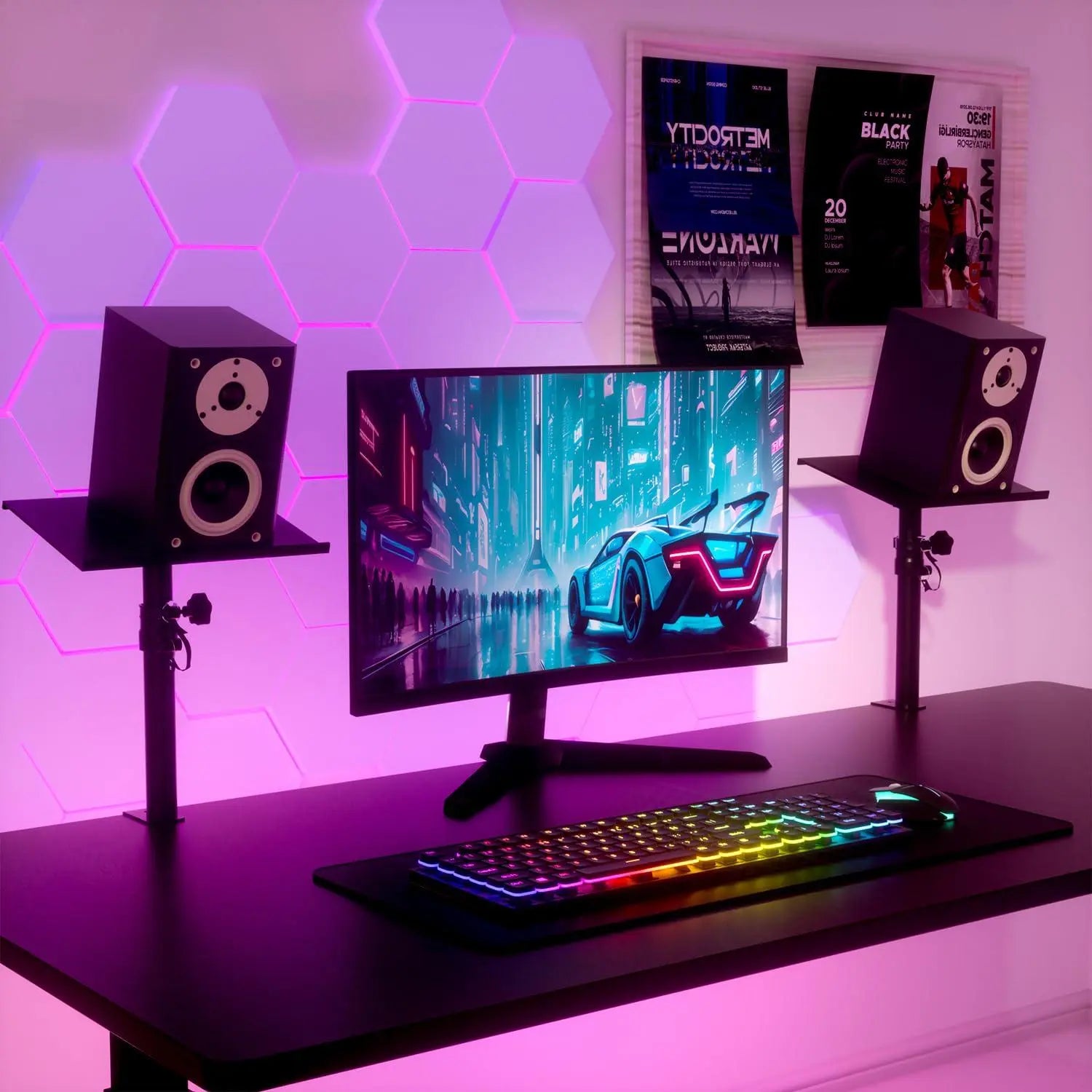 PUTROSEN Speaker Stand Pair Height Adjustable Tiltable,Speaker Stand with Table Clamp,Anti-Slip Pad,Speaker Stand Load Capacity up to 12 kg,Ideal for Desk,DJ Table or Recording Studio PUTORSEN