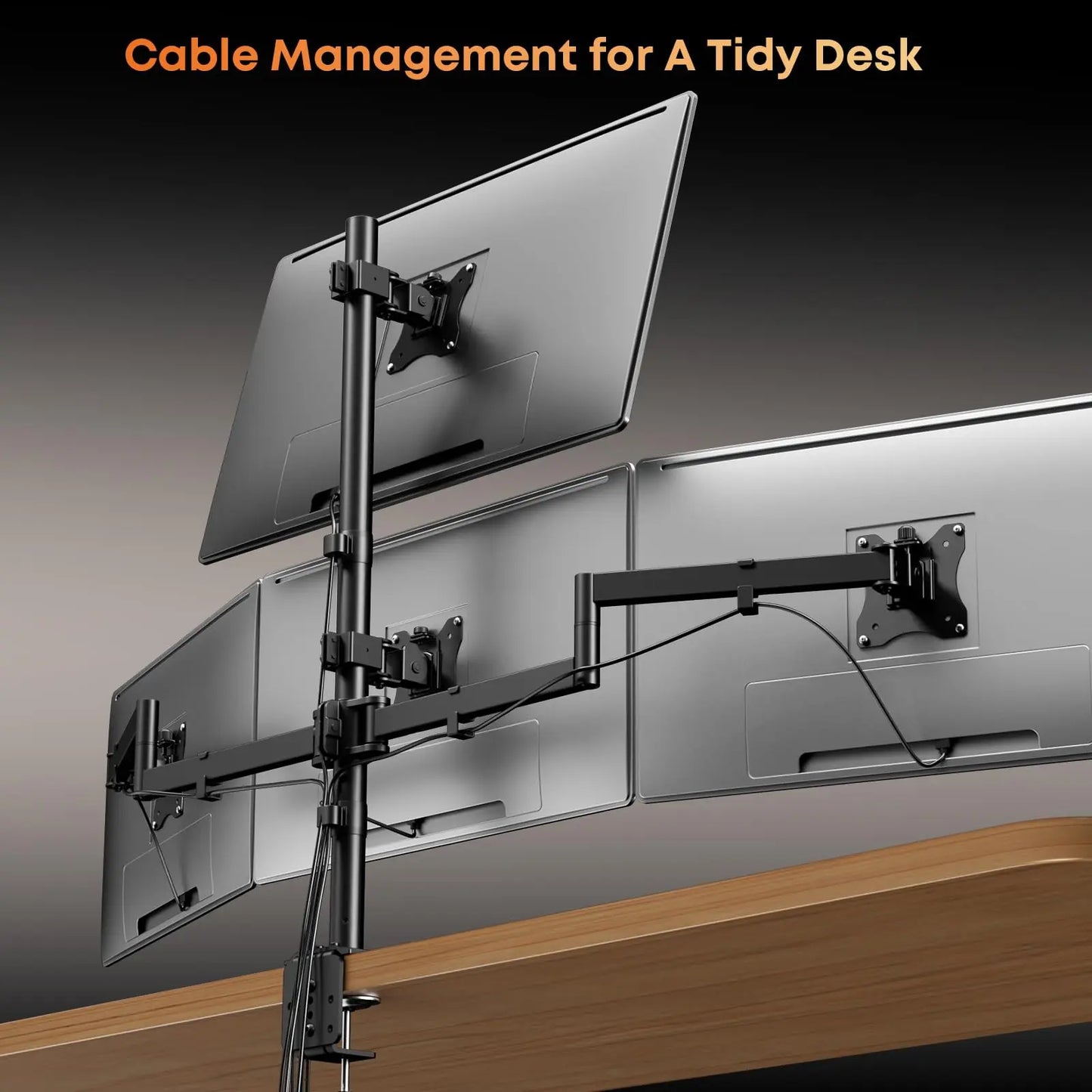 Quad Monitor Mount for 17-27 Inches - Fully Adjustable Heavy Duty 4 Monitor Arm Desk Mount, Max Load 22lbs per Screen, Clamp/Grommet PUTORSEN