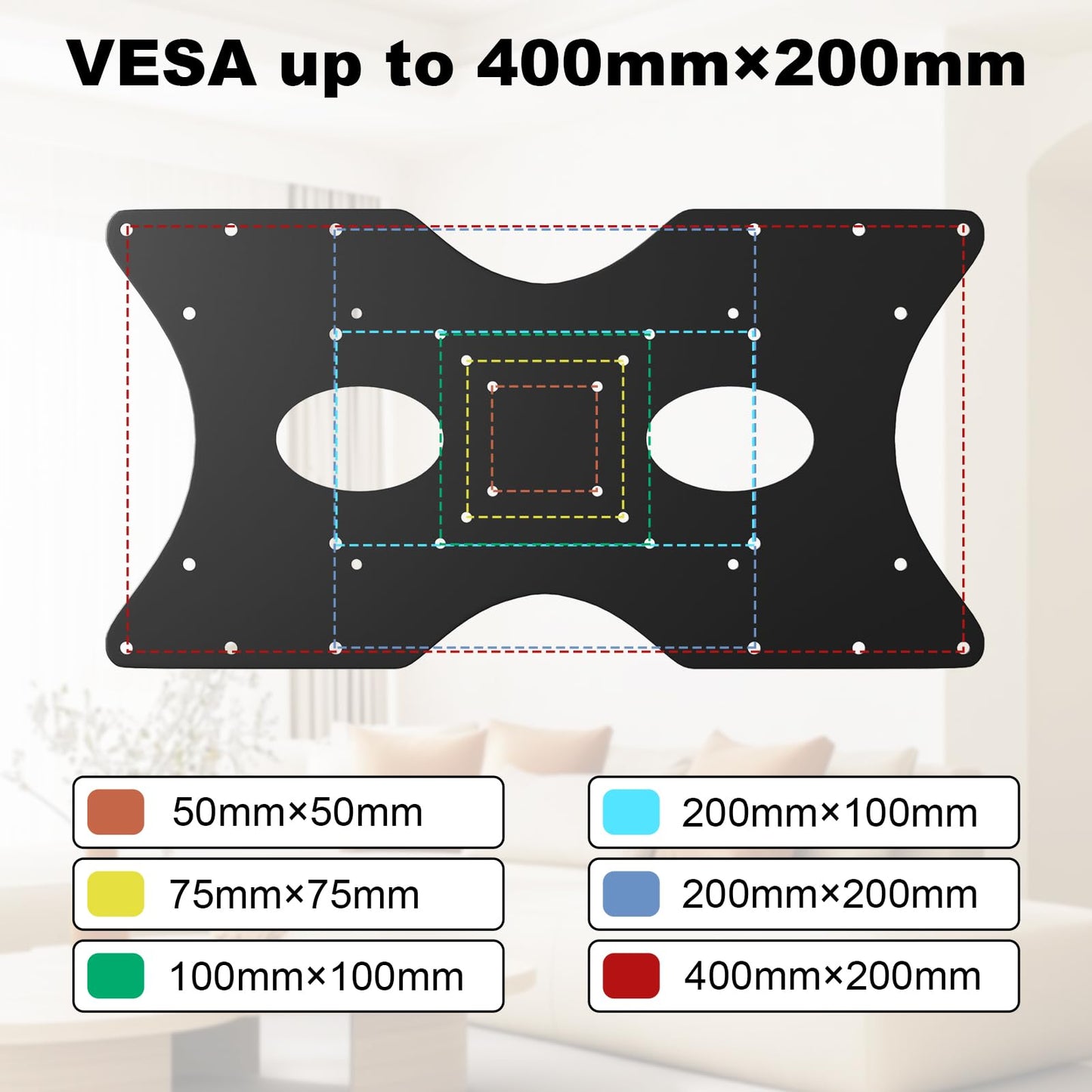 Steel VESA Mount Adapter Plate Bracket for Screens 32" to 55" LED LCD,Allows 100x100, 200x200 Convert to 400 x 200 mm Patterns