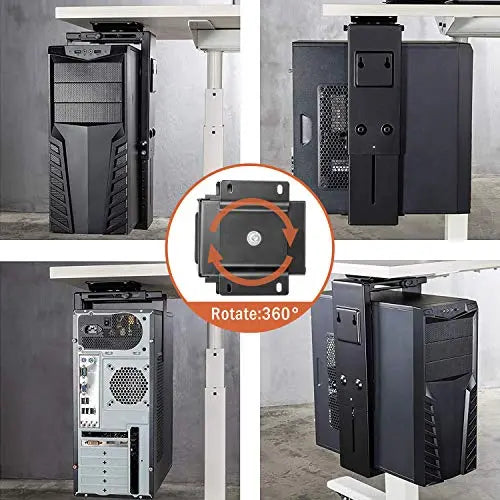 PUTORSEN® Under Desk PC CPU Holder, Height Adjustable Computer Tower Case Mount Bracket, 360-degree Swivel, Load weight 10KG PUTORSEN