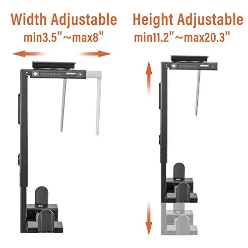 PUTORSEN® Under Desk PC CPU Holder, Height Adjustable Computer Tower Case Mount Bracket, 360-degree Swivel, Load weight 10KG PUTORSEN