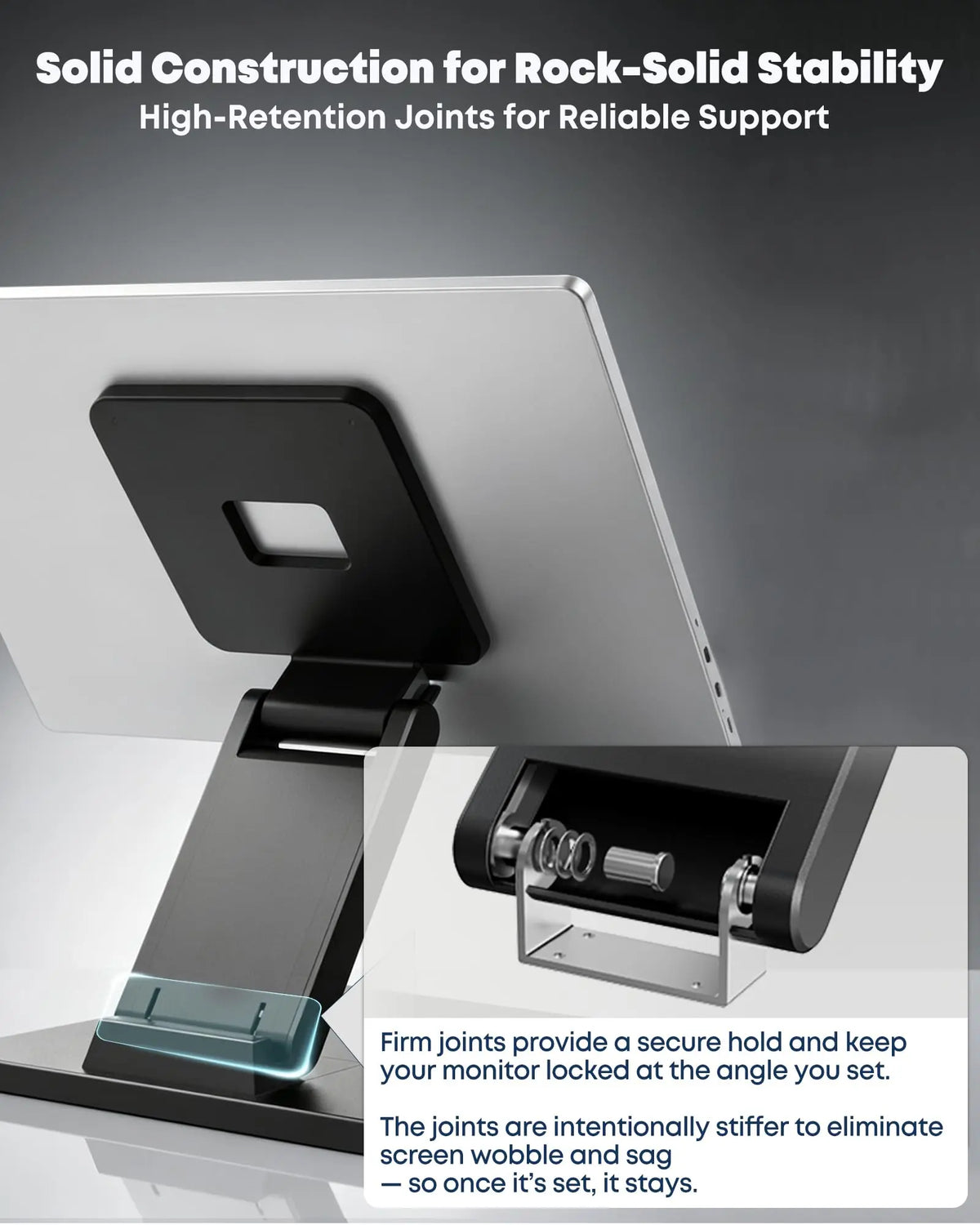 17"–27" Low Profile VESA Monitor Stand, 75x75 & 100x100mm VESA Mount, Foldable Lay-Flat Desktop Monitor Holder for LCD, LED & Touchscreen Displays, Short Metal Construction PUTORSEN