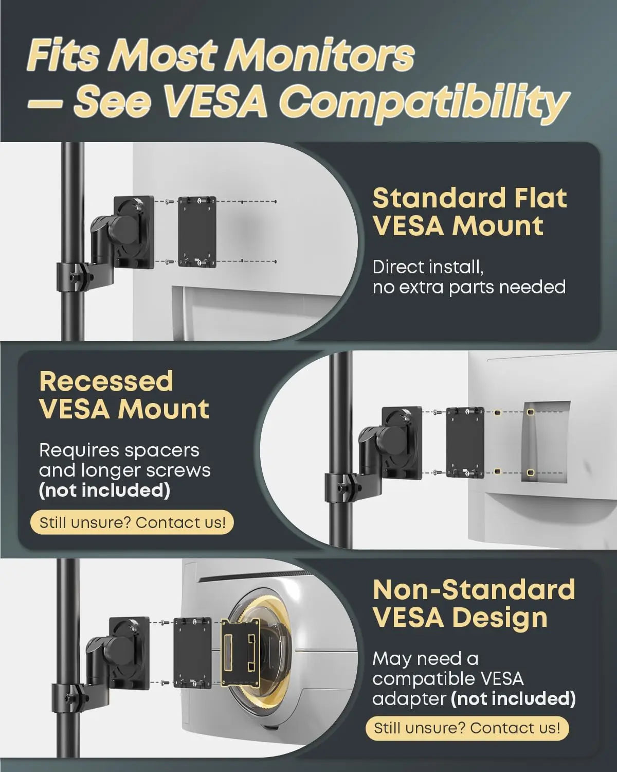 24-57 inch Vertical Dual Monitor Mount, Adjustable Stacked Double Monitor Desk Mount Stand, Max Load 59.4 lbs (per Arm), VESA 75/100 mm PUTORSEN