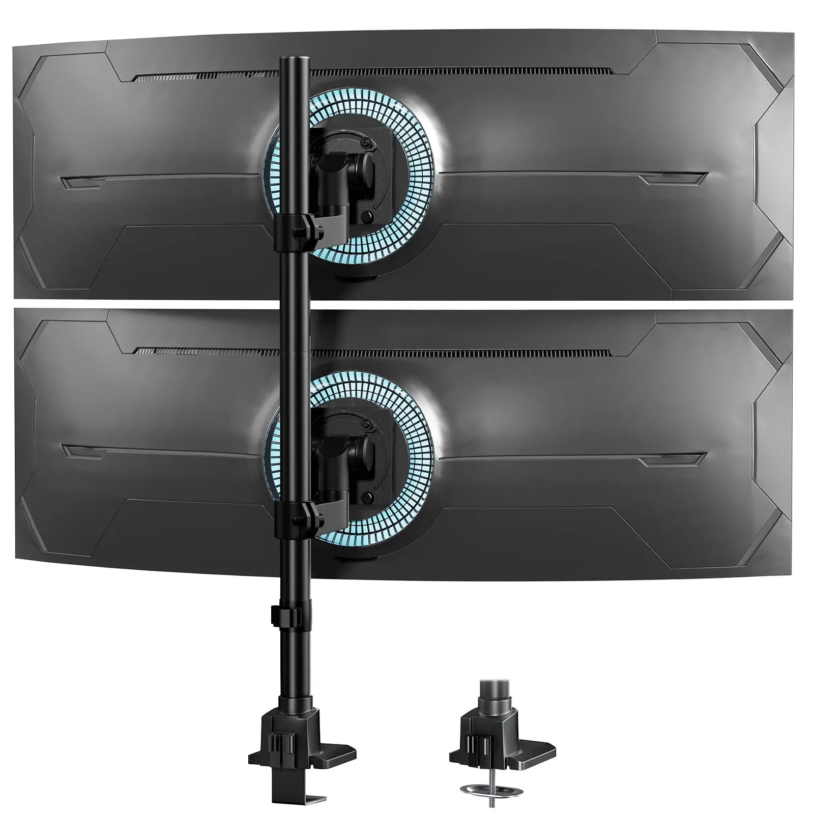 24-57 inch Vertical Dual Monitor Mount, Adjustable Stacked Double Monitor Desk Mount Stand, Max Load 59.4 lbs (per Arm), VESA 75/100 mm PUTORSEN