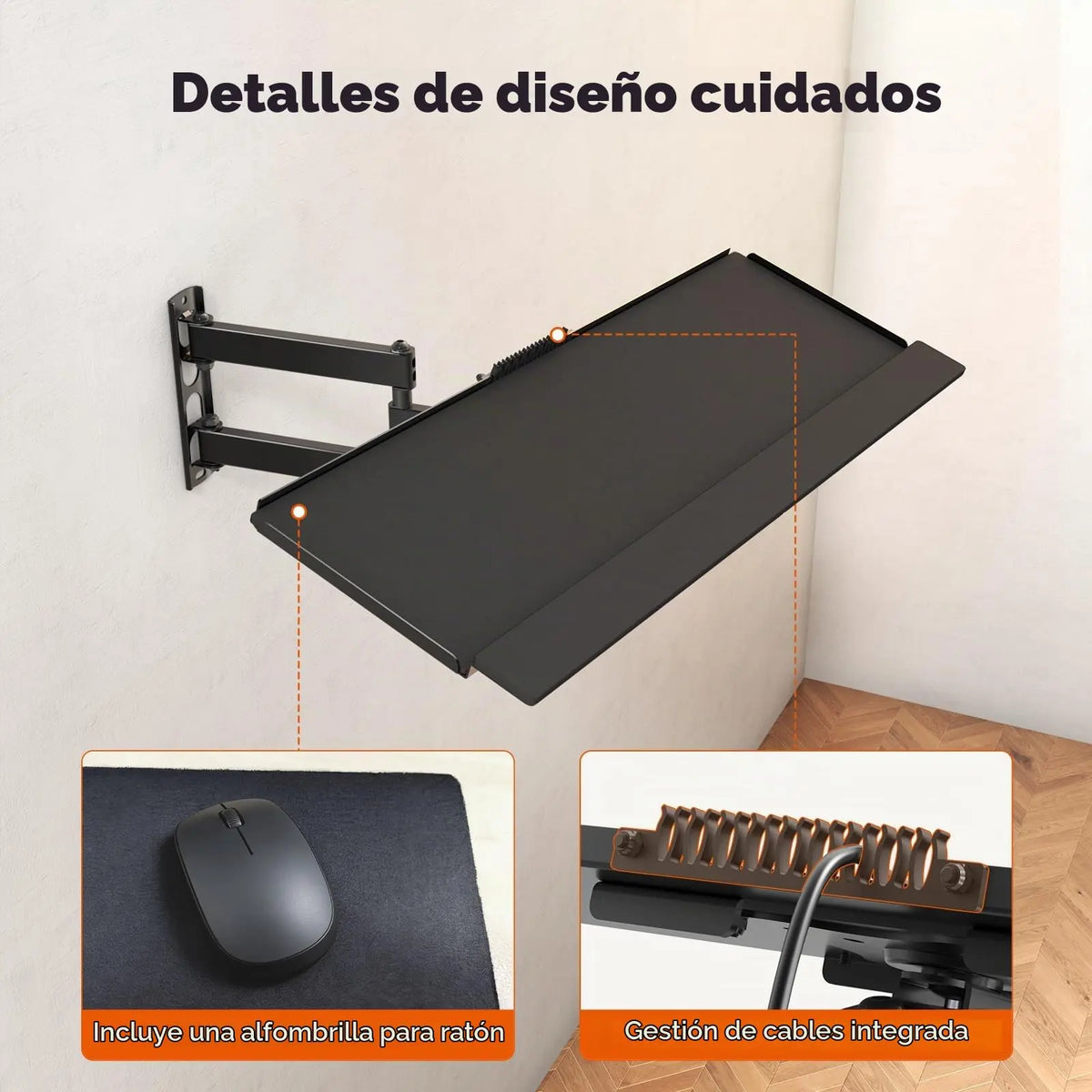 26" Wall-Mounted Keyboard & Mouse Tray PUTORSEN
