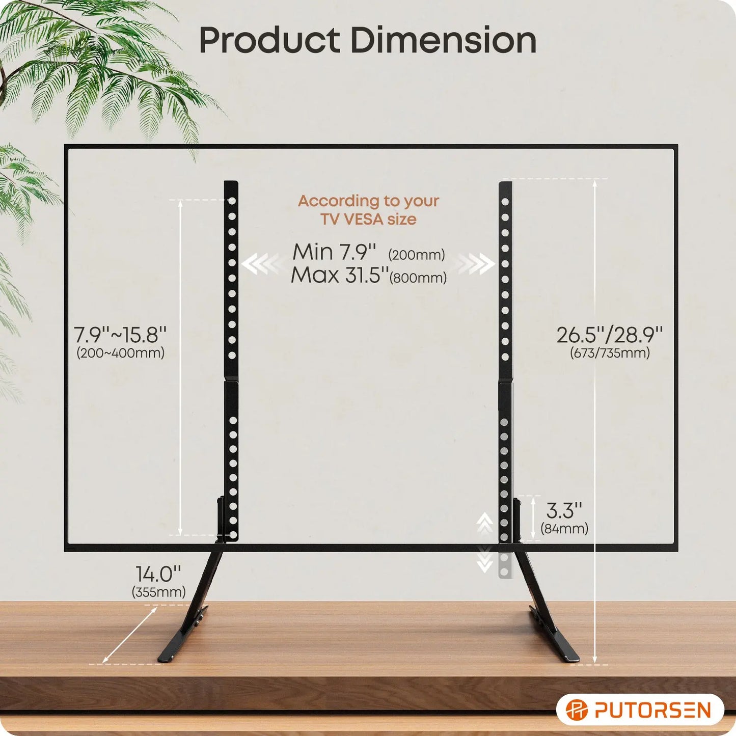 50%OFF!  PUTORSEN 23 to 75 inch Universal Height Adjustable TV Stand Legs PUTORSEN