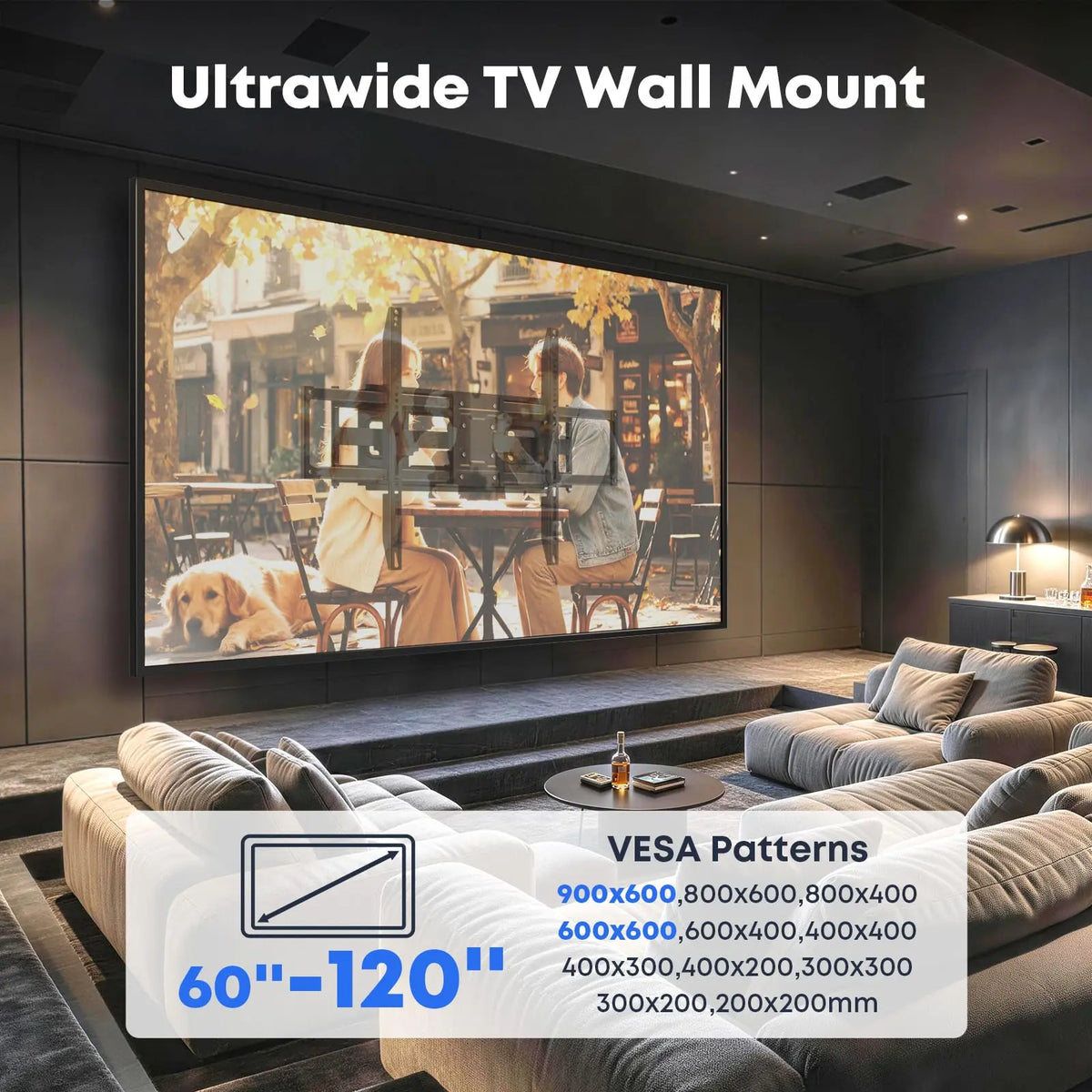 60-120" Heavy-Duty Full Motion TV Wall Mount, Supports up to 264 lbs, Swivel, Tilt & Level Adjustment, Post-Install Angle Tuning, 27.56" Extension, Preassembled for 16/18" Studs, Max VESA 900x600mm PUTORSEN