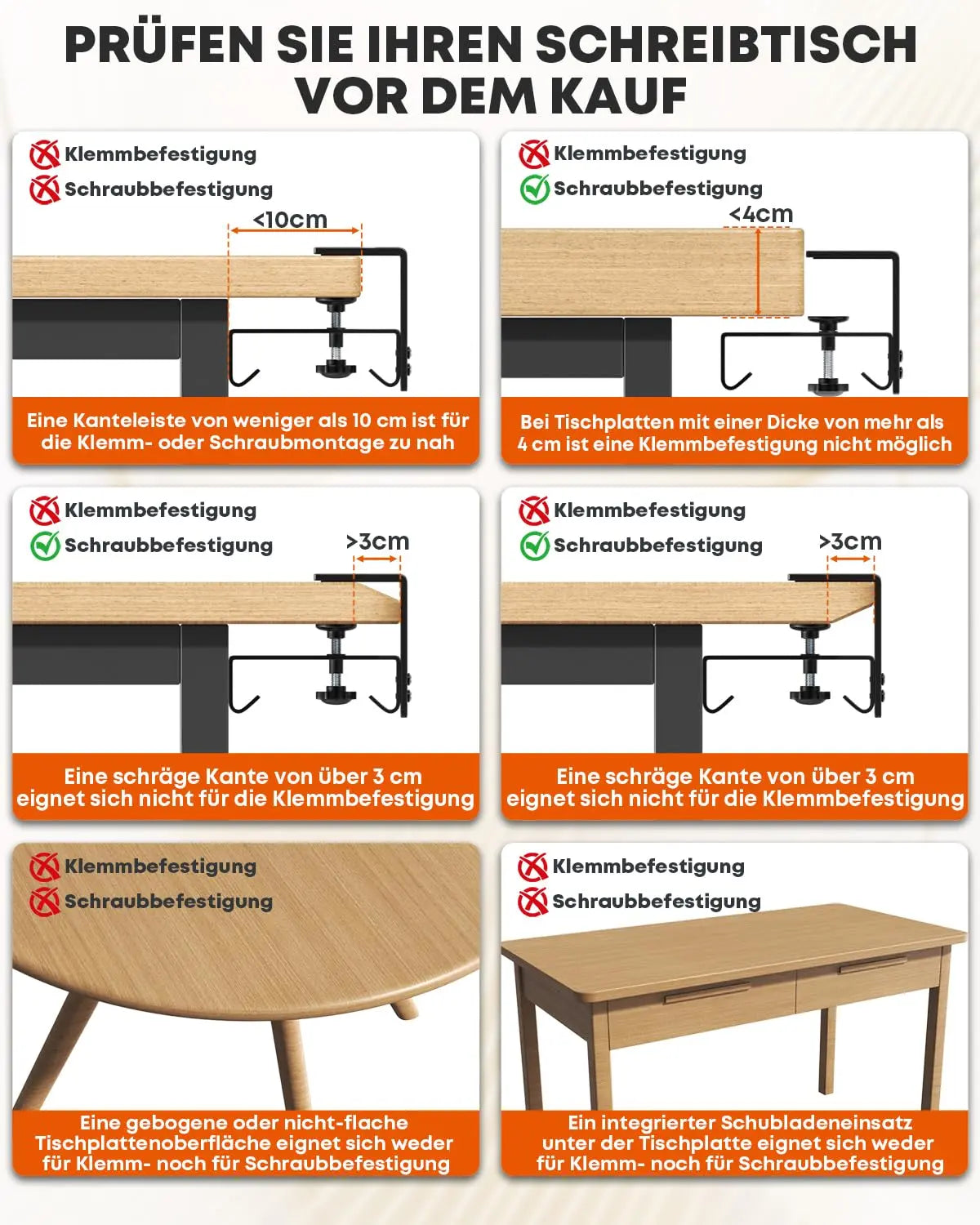 91cm Kabelwanne Schreibtisch ohne Bohren, Schwarz, für Zuhause & Büro, stabiler Kabelkanal mit Klemm-/Schraubbefestigung, Stoffbezug kratzfest, einfacher Zugriff, individuelle Kabelordnung PUTORSEN