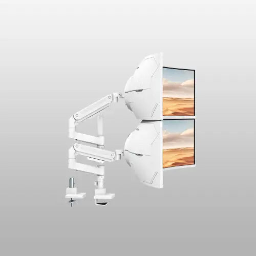 Dual Monitor-Arm Heavy-Duty for 17-49-inch Screens - Vertical Stacked Dual Monitor Mount Stand for Ultrawide Screens up to 44lbs, Aluminum,Full Motion, VESA 75/100 mm, White PUTORSEN