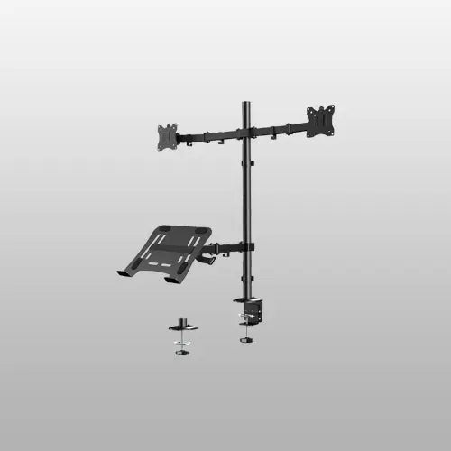 Dual Monitor & Laptop Desk Mount, Fits 17-32" Screens, Full Motion, Premium Metal, Extra Long Pole, 19.8 lbs Per Arm, Adjustable, C-Clamp & Grommet Base, VESA 75/100mm, Black PUTORSEN
