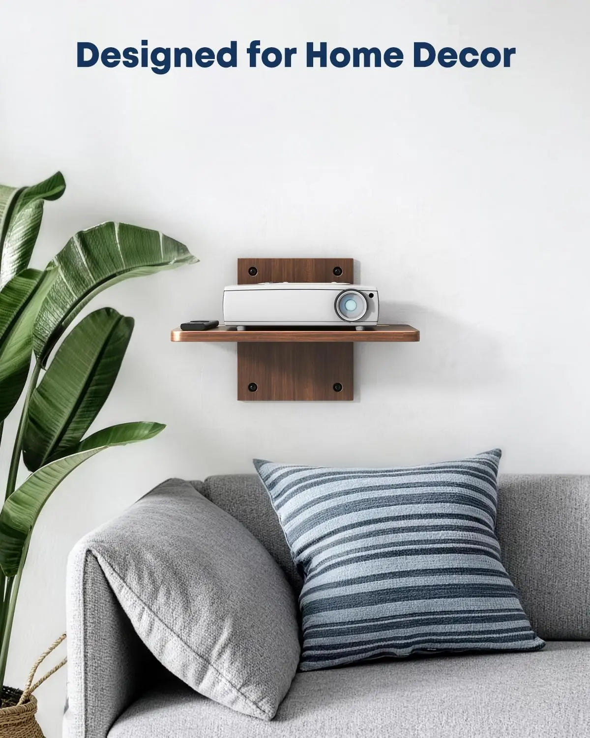 Floating TV Projector Shelf, 1-Tier Wooden Shelf, Walnut Brown, Cable Management, for DVD Player, Router, Game Console, Cable Box & PlayStation, Holds up to 22 lbs Per Shelf PUTORSEN