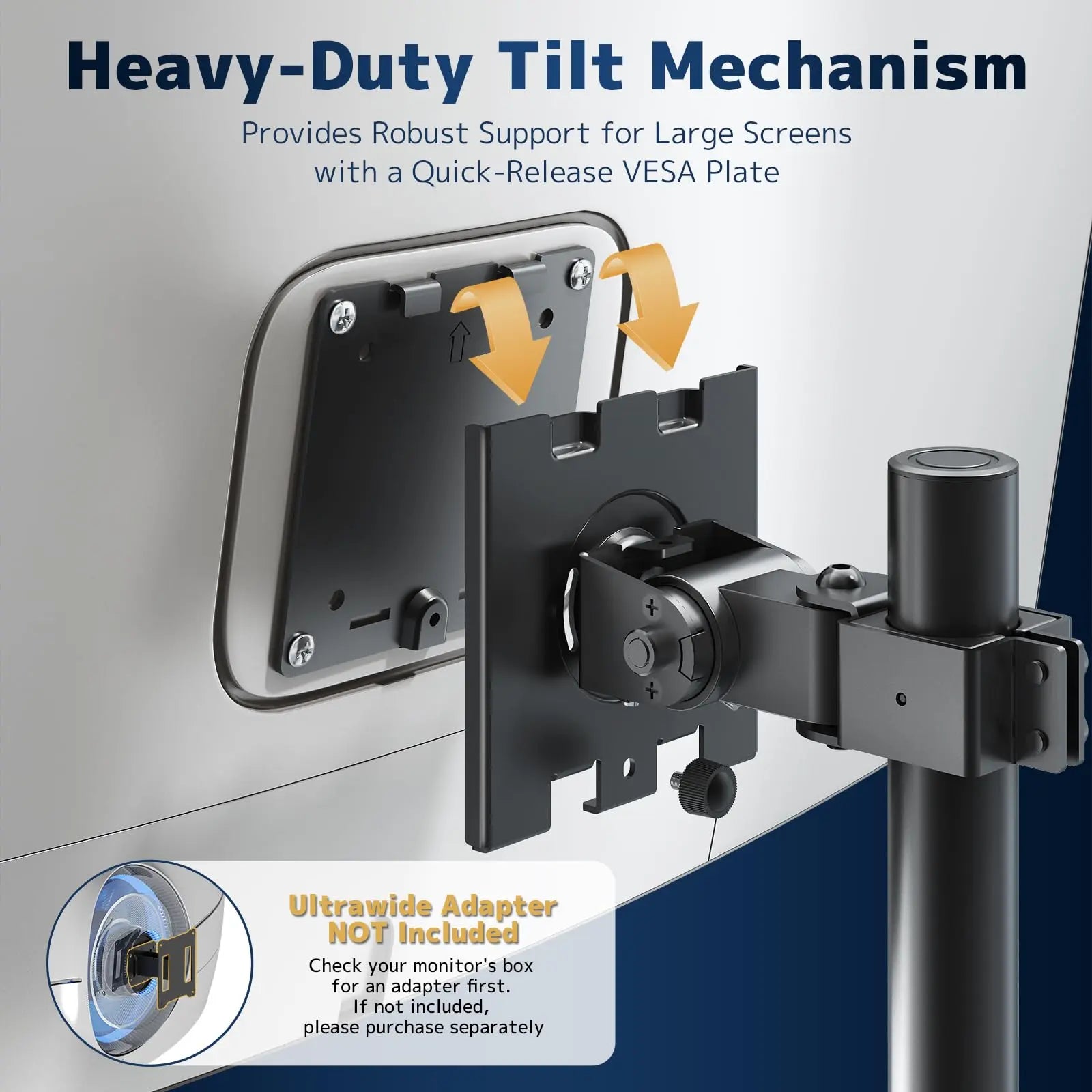 Heavy Duty Dual Monitor-Arm for 17-49'' - Double Vertically Stacked Monitor Mount, Extra Tall Ultrawide Desk Stand Holds up to 44 lbs per Screen PUTORSEN