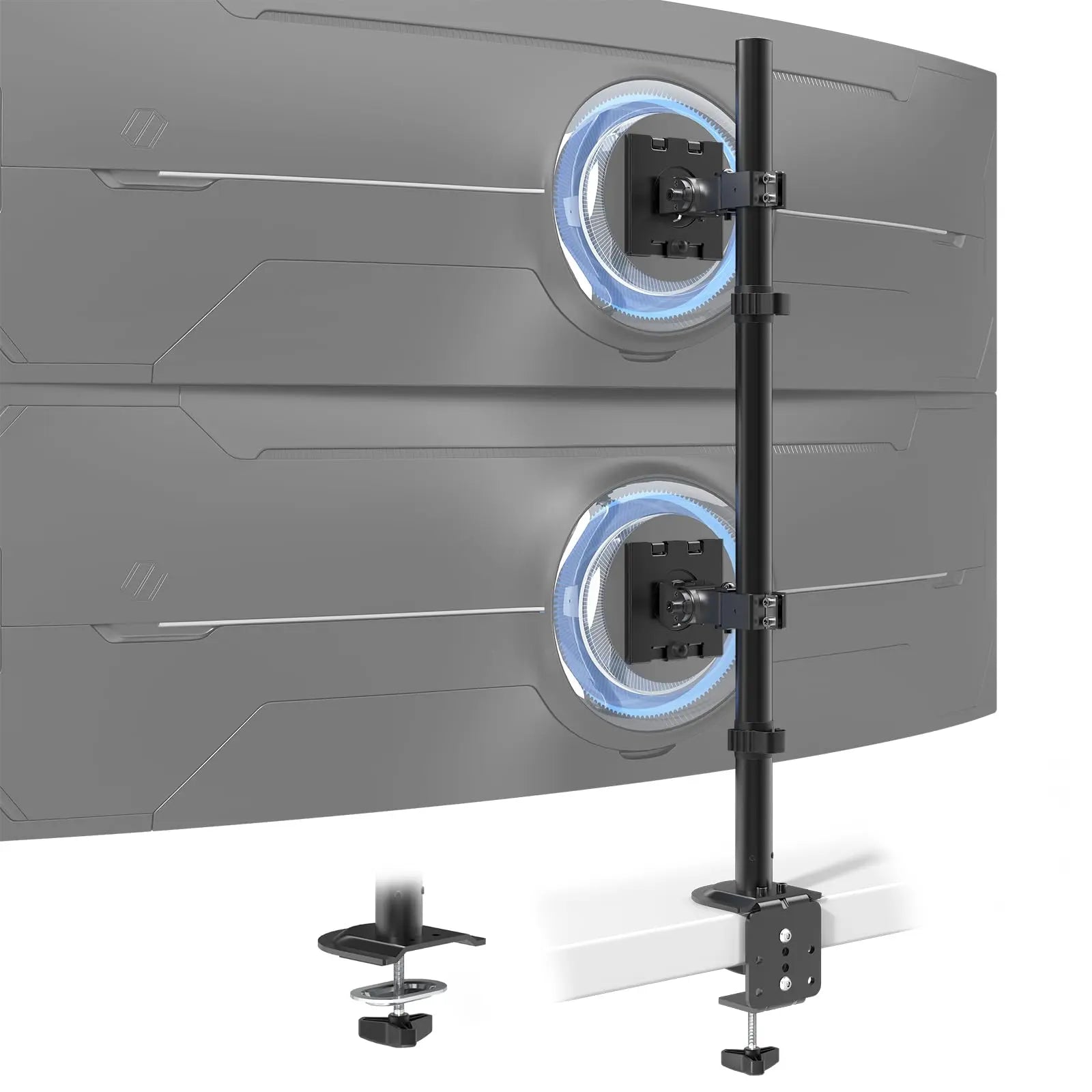Heavy Duty Dual Monitor-Arm for 17-49'' - Double Vertically Stacked Monitor Mount, Extra Tall Ultrawide Desk Stand Holds up to 44 lbs per Screen PUTORSEN