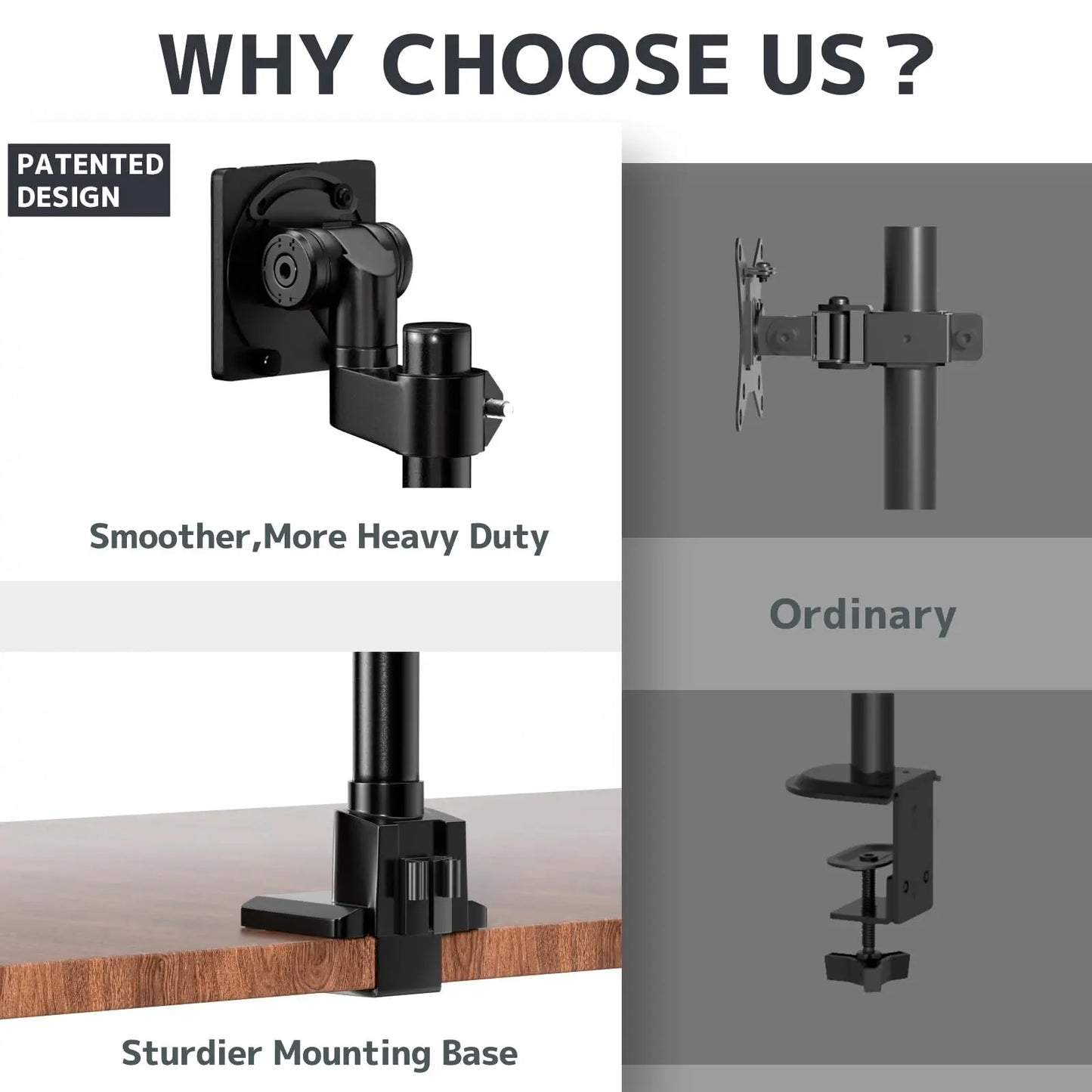 Heavy Duty Monitor-Arm Ultrawide for 24-57’’ , Extra Tall Aluminum Single Monitor Mount Holds up to 59.4 lbs,  Black PUTORSEN