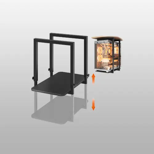 Heavy-Duty Under-Desk PC Bracket for Full Tower Computer Cases, Supports up to 66 lbs Max Compatible Case Dimensions: 13.4” W × 25.6” H, Height Adjustable, Solid Wood Base (23.6'' × 13.8'') PUTORSEN