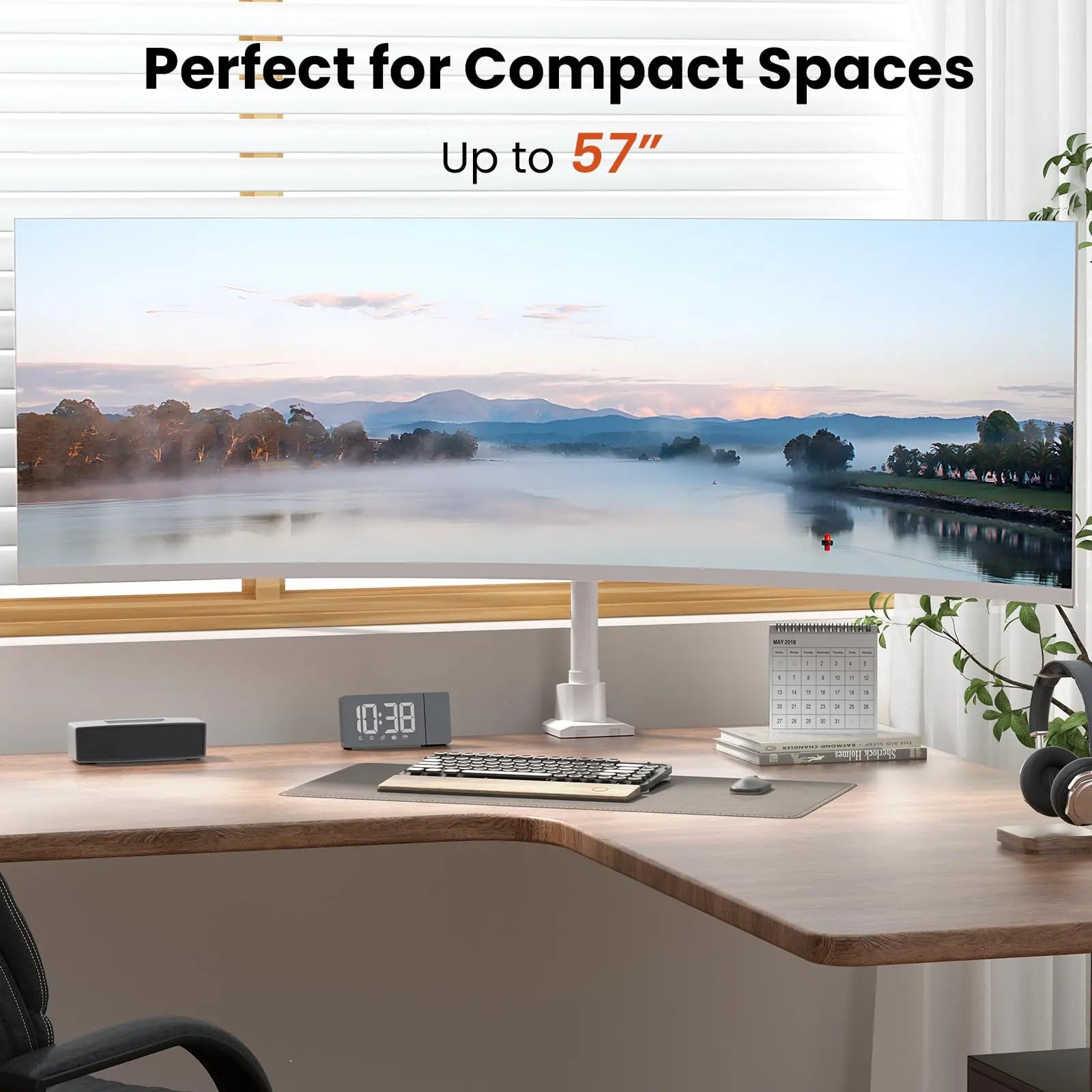Monitor-Arm Ultrawide Heavy Duty for 24-57''，Aluminum Single Monitor Mount Holds up to 59.4lbs, White PUTORSEN