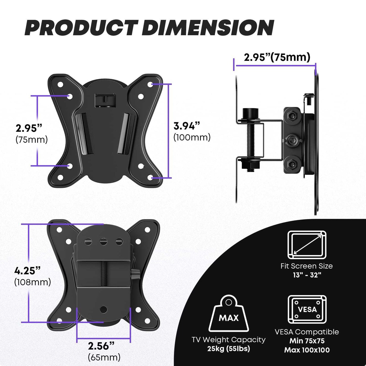 PUTORSEN 13-32 inch TV Wall Bracket PUTORSEN