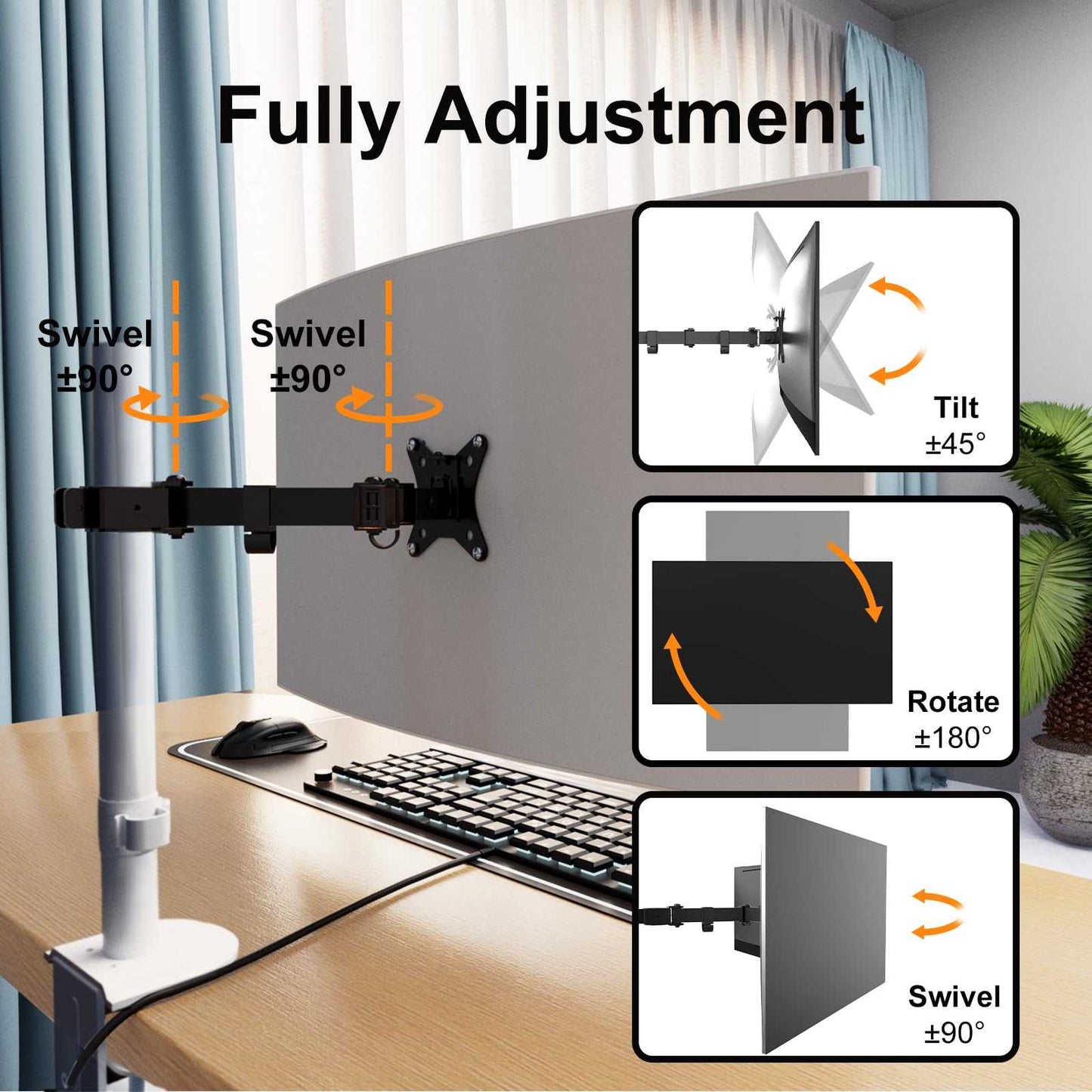 PUTORSEN 17-32 inch Single Monitor Arm PUTORSEN