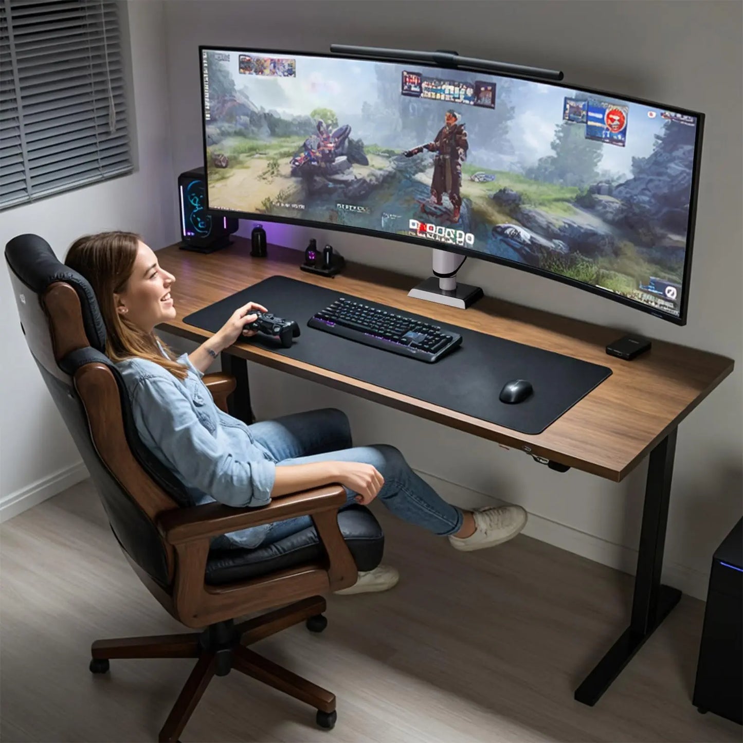 PUTORSEN 17-49 Zoll Monitor Halterung, Einzelner Monitorarm Ständer Hält 2-18 kg, Mühelose Höhenverstellung mit Neigungen, Schwenken, Dreht PUTORSEN