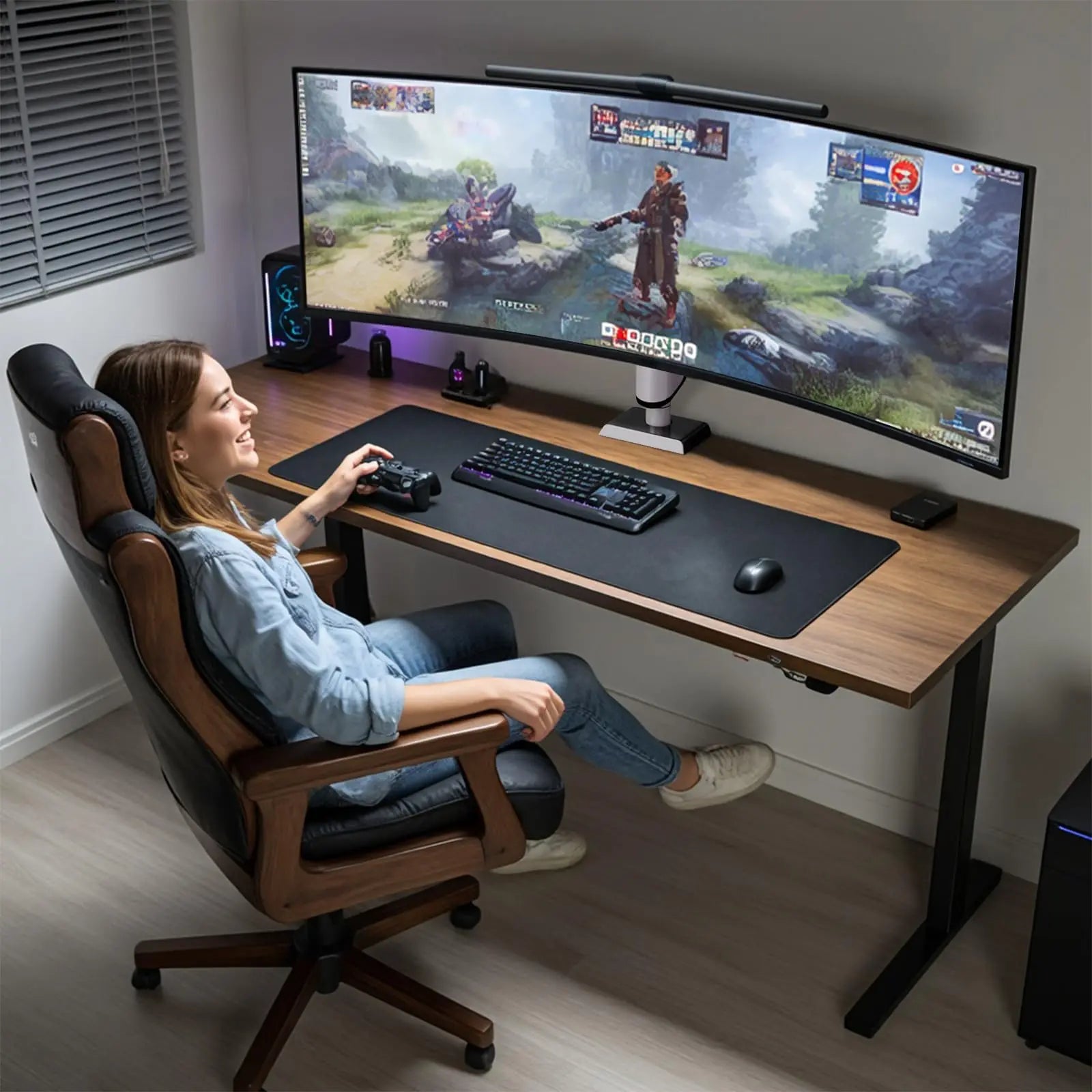 PUTORSEN 17-49 Zoll Monitor Halterung, Einzelner Monitorarm Ständer Hält 2-18 kg, Mühelose Höhenverstellung mit Neigungen, Schwenken, Dreht PUTORSEN