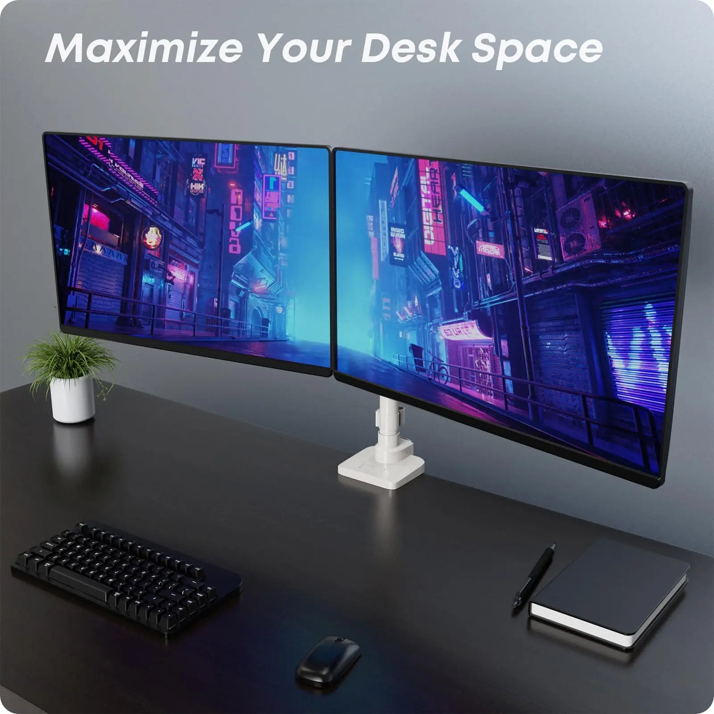 PUTORSEN 17-49 inch Premium Heavy Duty Dual Monitor Arm for Ultrawide Screens up to 44lbs, Vertically Stacked Monitor Desk Mount, Fully Adjustable, VESA 75/100 PUTORSEN