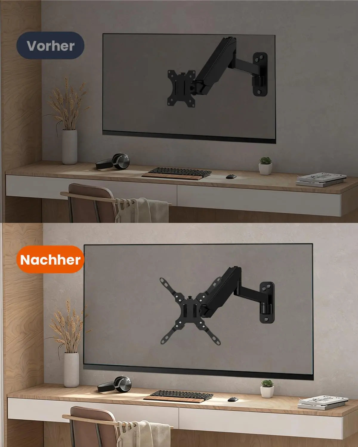 PUTORSEN 200x200 VESA Adapter Universal – Passend für 23–42 Zoll Fernseher & Monitore Wandelt 75x75 / 100x100 mm auf 200x200 / 100x200 / 200x100 mm, Tragfähigkeit bis 30 kg, Massivstahl, einfache Montage, Schwarz PUTORSEN