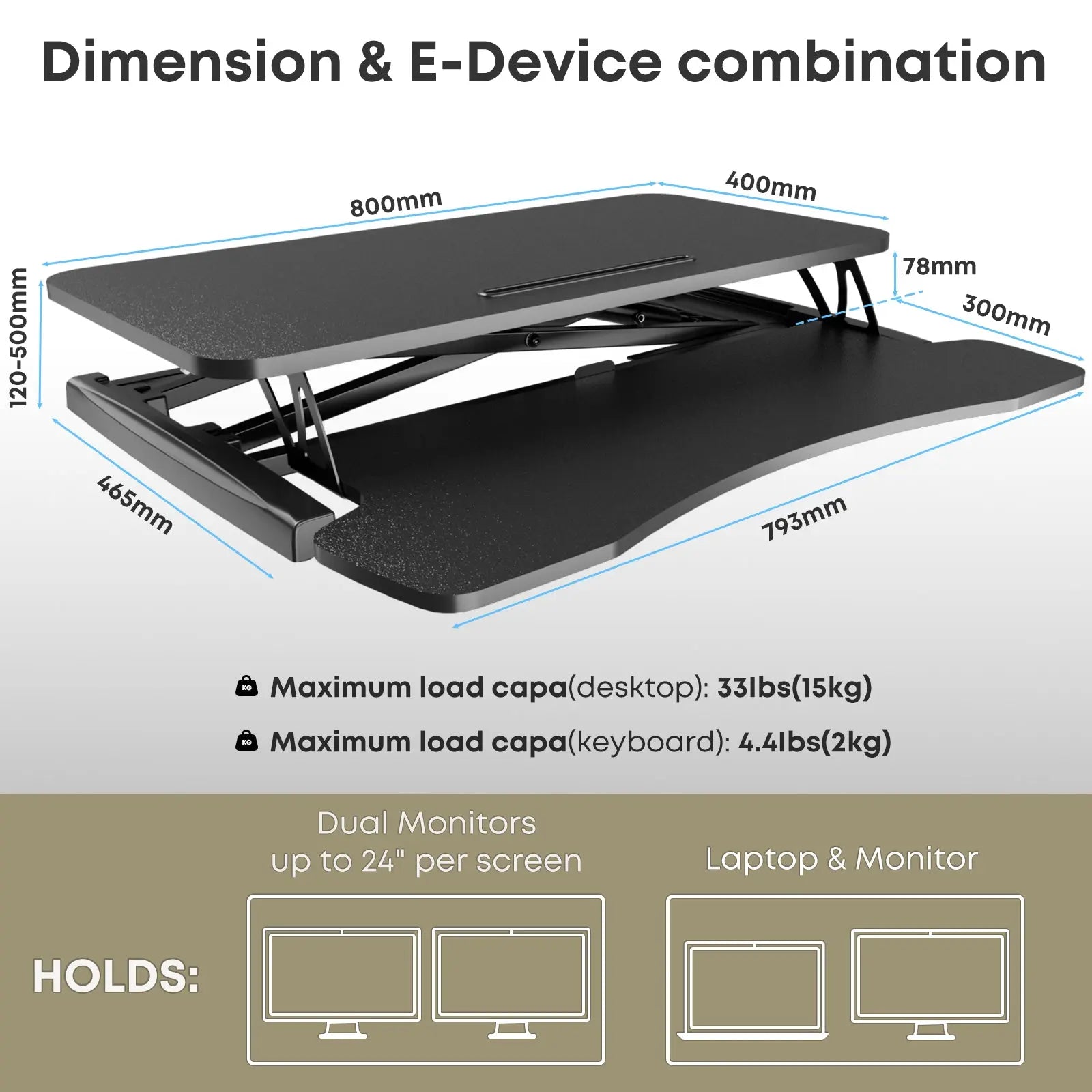 PUTORSEN 32 inch Standing Desk Converter, Height Adjustable Sit Stand Desk Converter for PC Computer Screens PUTORSEN