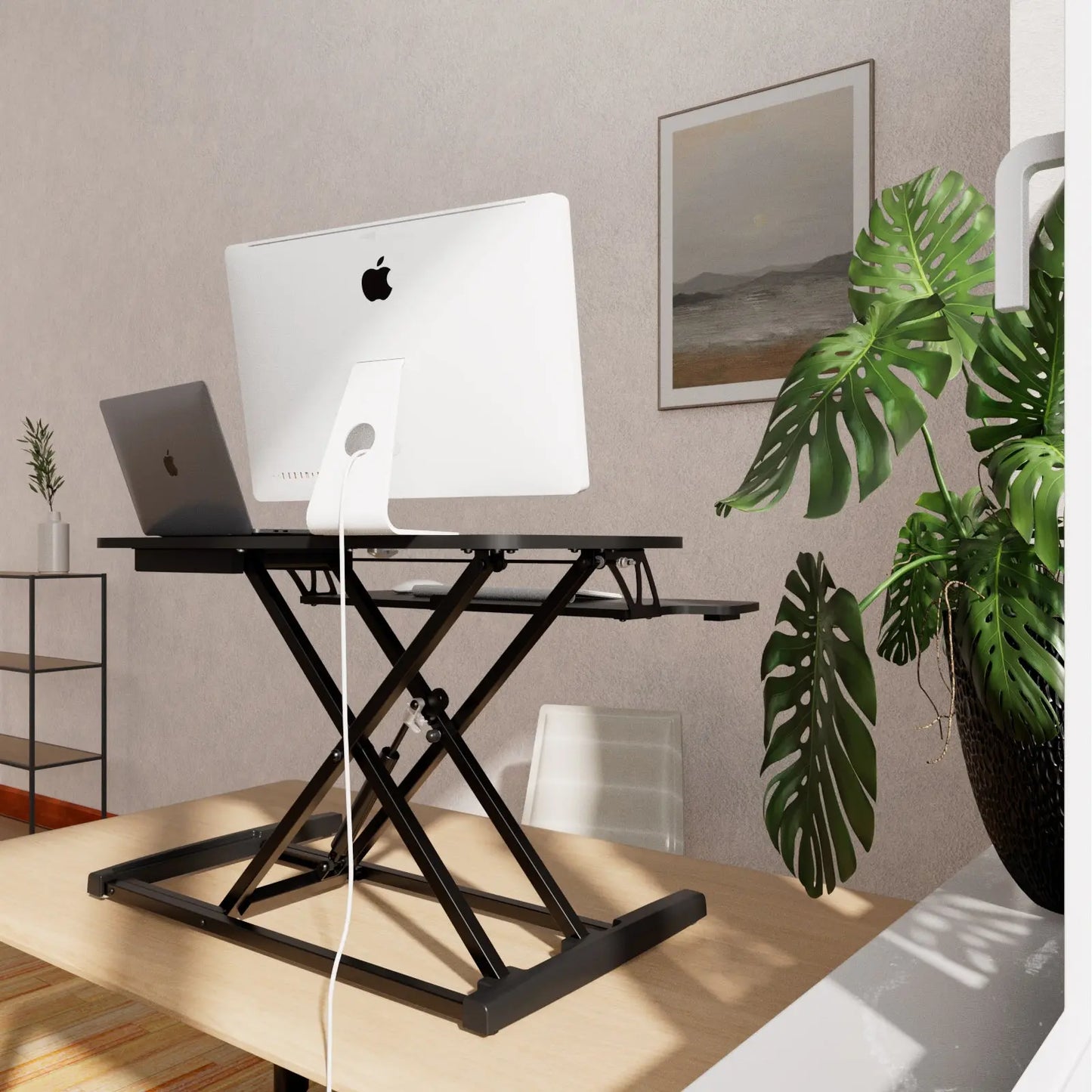 PUTORSEN 32 inch Standing Desk Converter, Height Adjustable Sit Stand Desk Converter for PC Computer Screens PUTORSEN