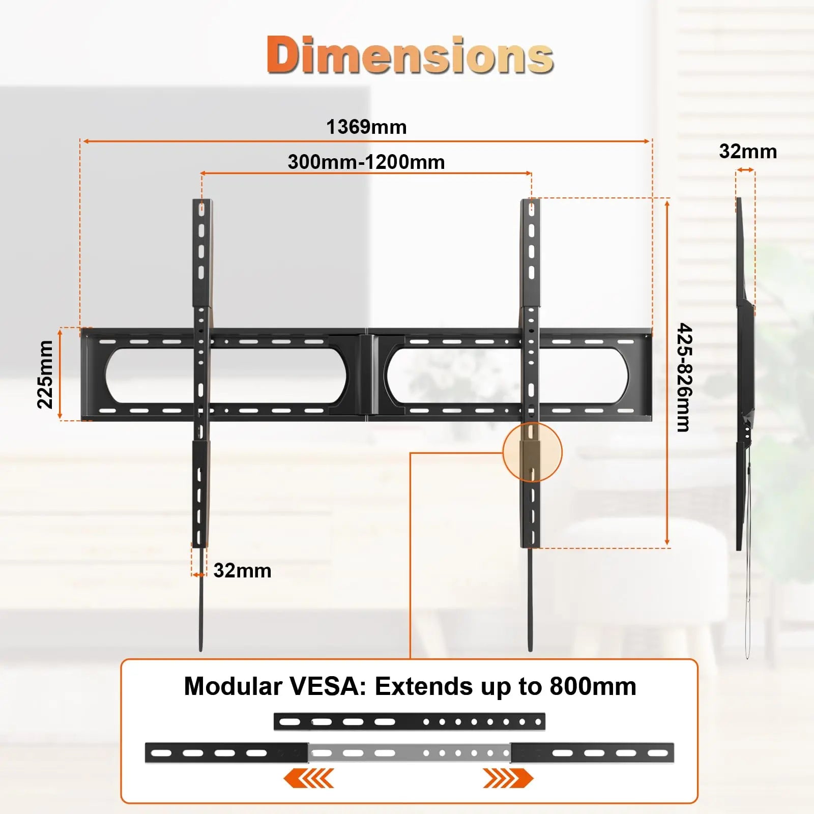 PUTORSEN 37-140'' Heavy Duty TV Wall Mount, up to 275lbs, Low Profile Fixed TV Wall Mount, with Quick Lock and Release, Max VESA 1200 x 800mm PUTORSEN