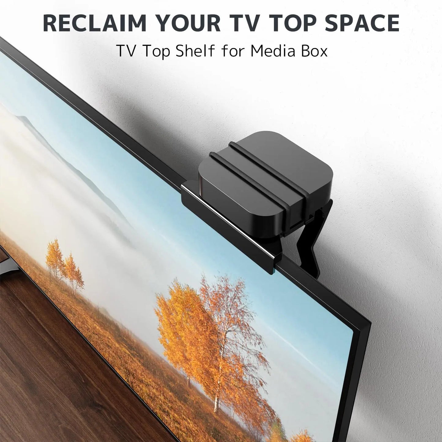 PUTORSEN Adjustable TV-Top Shelf for Screens – No-Drill Screen Shelf with Double Anti-Slip Protection, Fits Cable Box, Router, Streaming Devices, Apple TV, Easy 3-Second Installation, Black PUTORSEN