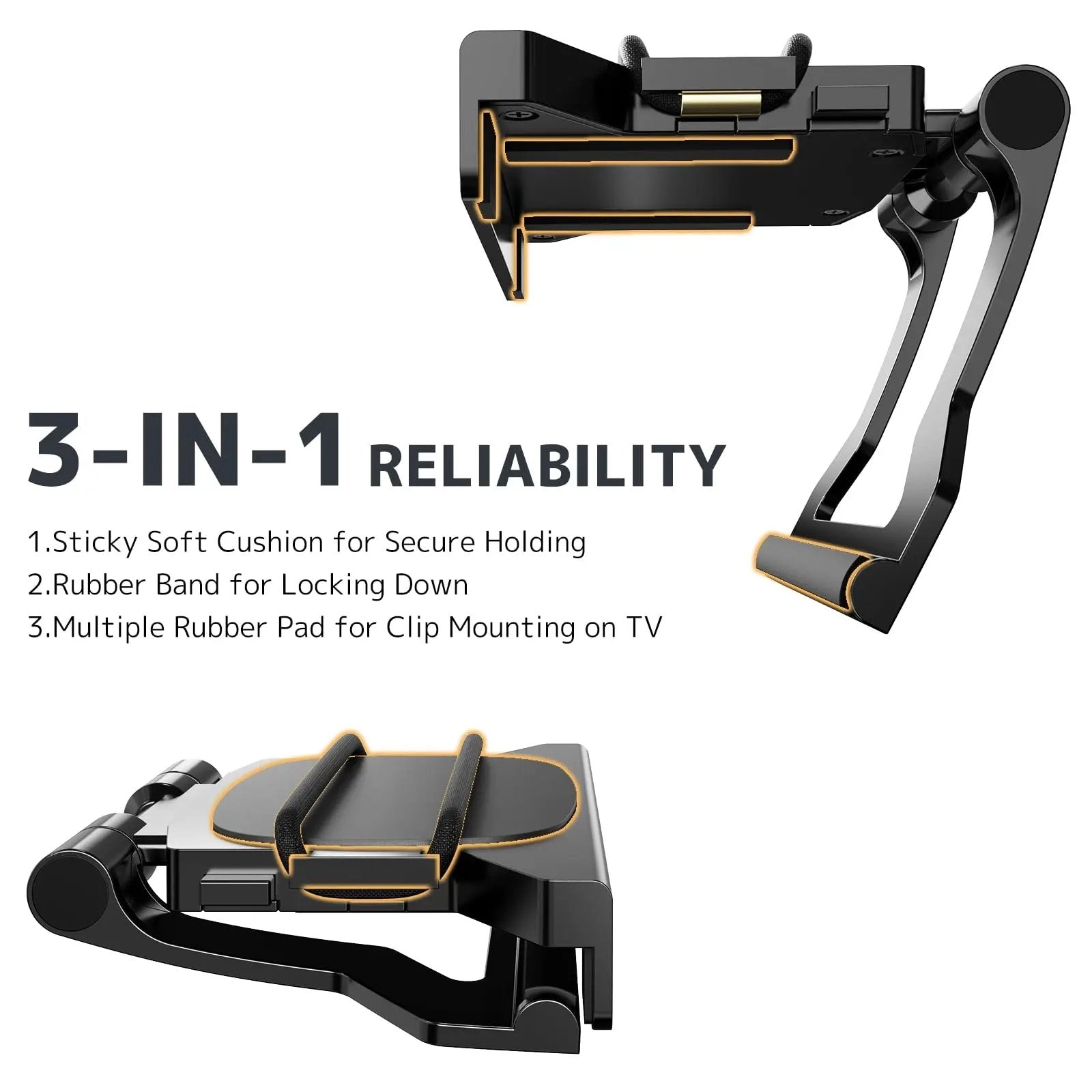 PUTORSEN Adjustable TV-Top Shelf for Screens – No-Drill Screen Shelf with Double Anti-Slip Protection, Fits Cable Box, Router, Streaming Devices, Apple TV, Easy 3-Second Installation, Black PUTORSEN