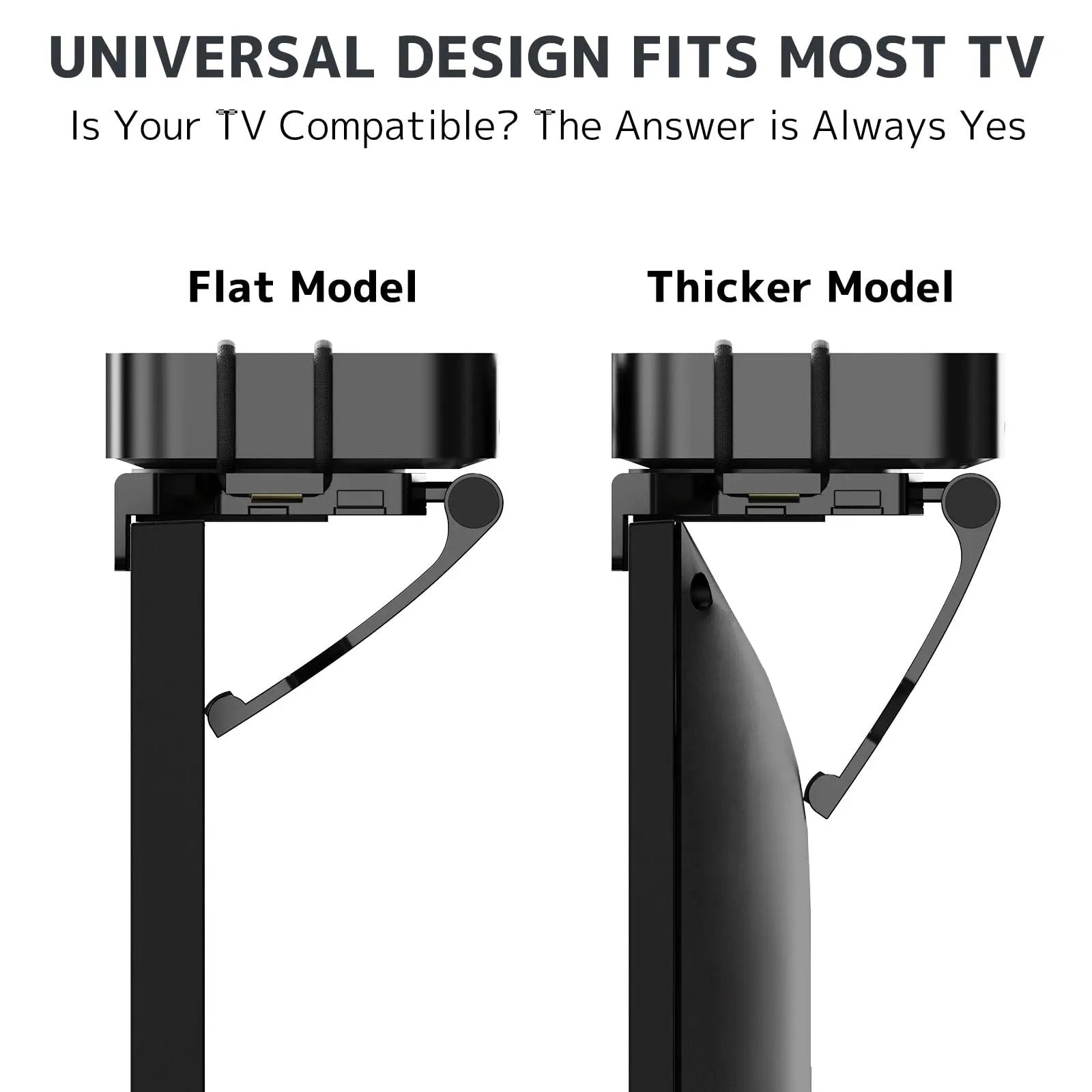 PUTORSEN Adjustable TV-Top Shelf for Screens – No-Drill Screen Shelf with Double Anti-Slip Protection, Fits Cable Box, Router, Streaming Devices, Apple TV, Easy 3-Second Installation, Black PUTORSEN