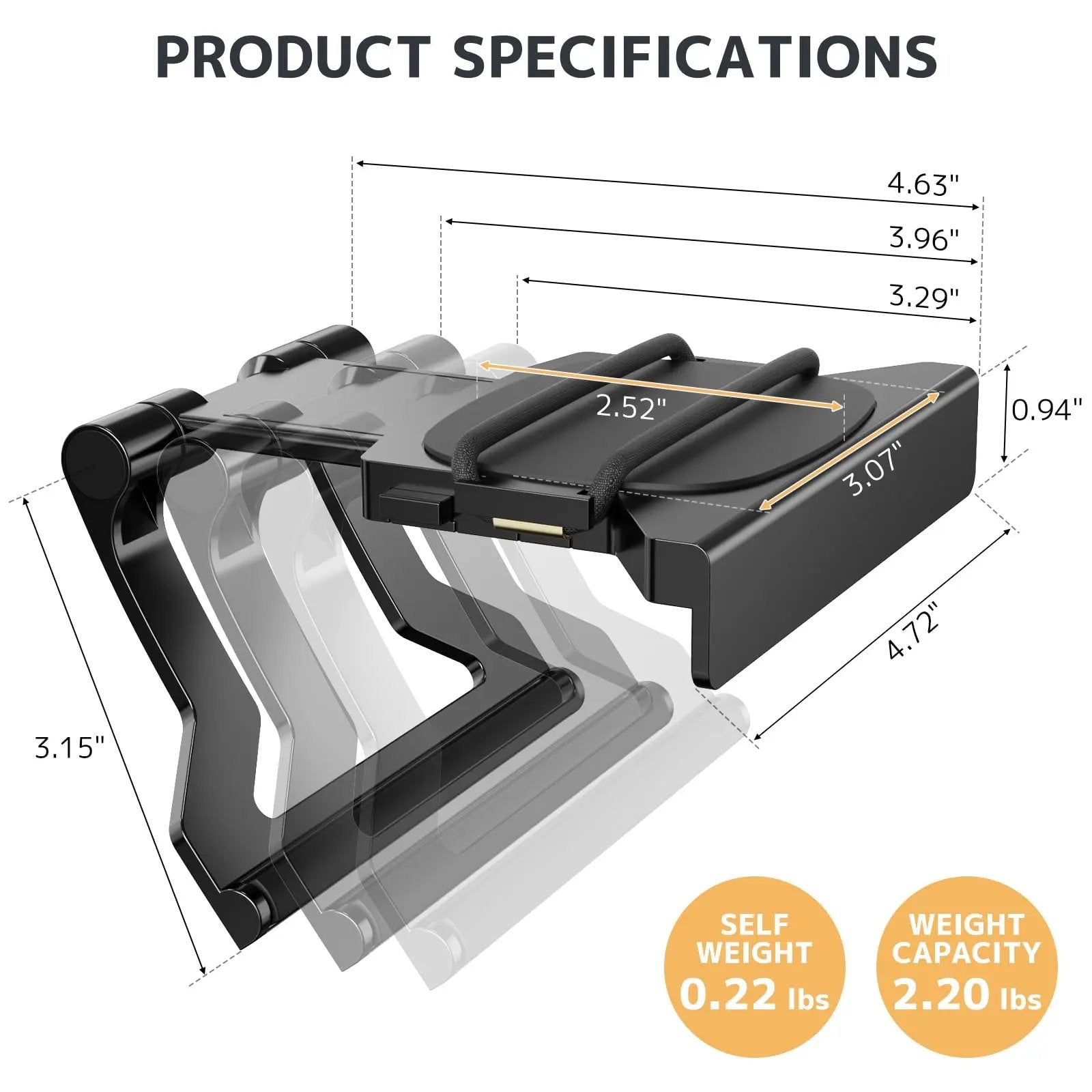PUTORSEN Adjustable TV-Top Shelf for Screens – No-Drill Screen Shelf with Double Anti-Slip Protection, Fits Cable Box, Router, Streaming Devices, Apple TV, Easy 3-Second Installation, Black PUTORSEN