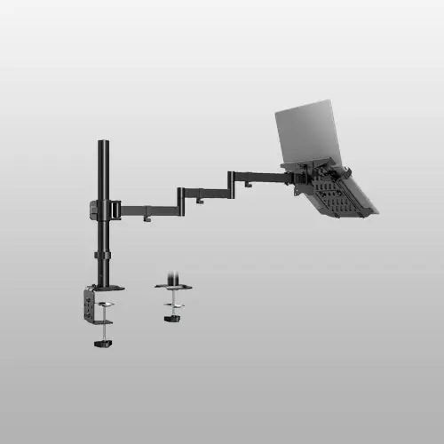 PUTORSEN Brazo 2 en 1 para Portátil 18'' y Monitor 17–32'', brazo largo 711 mm, carga máxima 9 kg, VESA 75x75/100x100 mm, totalmente plegable, bandeja para portátil PUTORSEN