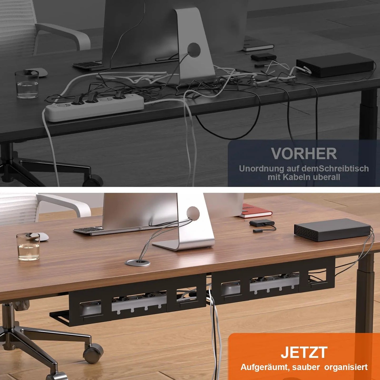 PUTORSEN Cable Tray Desk for Optimal Cable Management - Ideal for Home Office and Workstations, with up to 3kg Load Capacity & Ventilation PUTORSEN