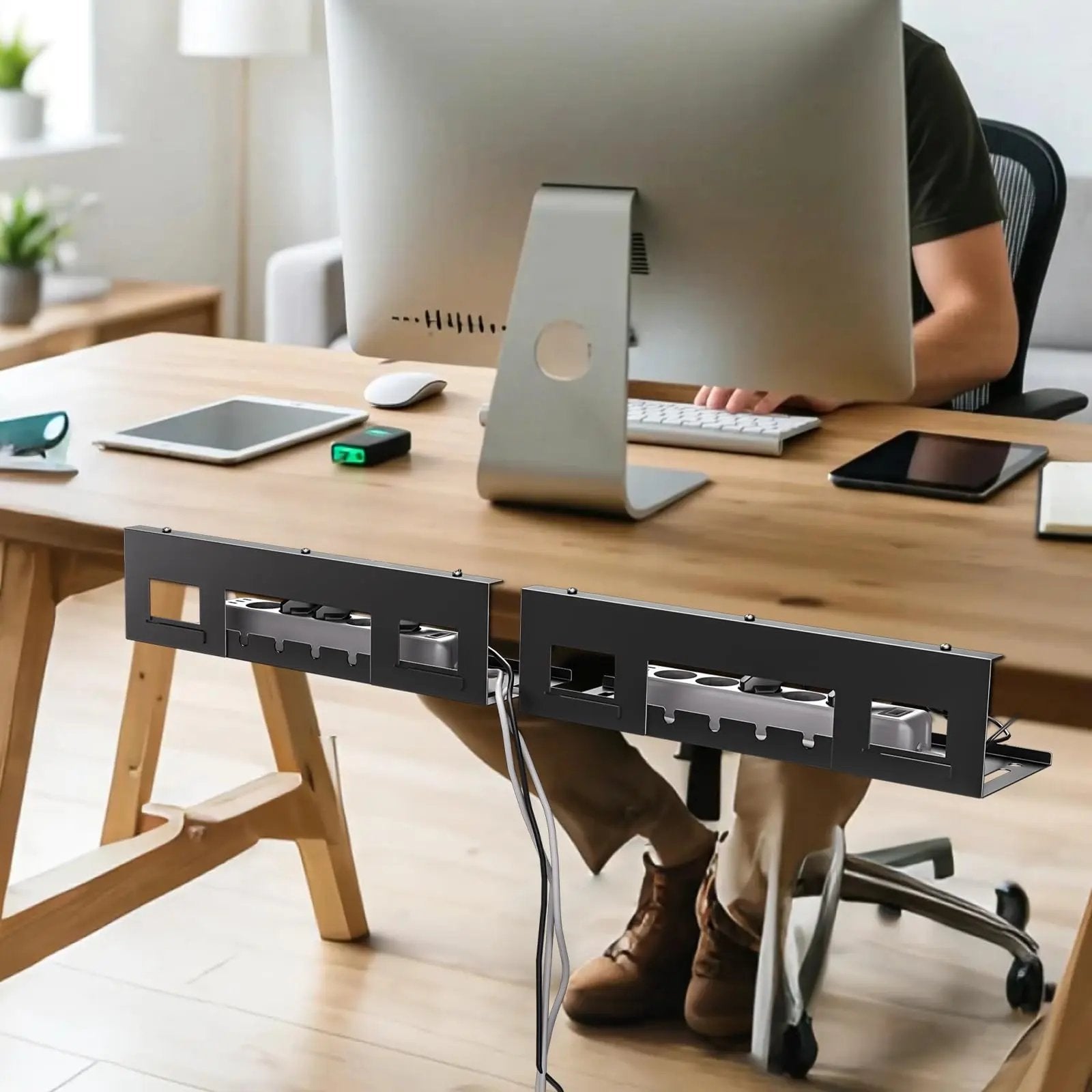 PUTORSEN Cable Tray Desk for Optimal Cable Management - Ideal for Home Office and Workstations, with up to 3kg Load Capacity & Ventilation, 2-Pack Set PUTORSEN