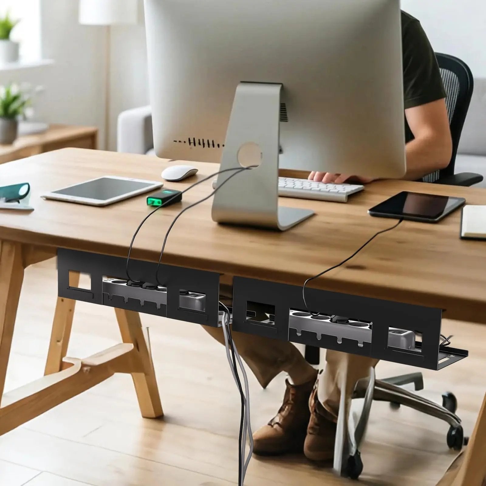 PUTORSEN Cable Tray Desk for Optimal Cable Management - Ideal for Home Office and Workstations, with up to 3kg Load Capacity & Ventilation, 2-Pack Set PUTORSEN