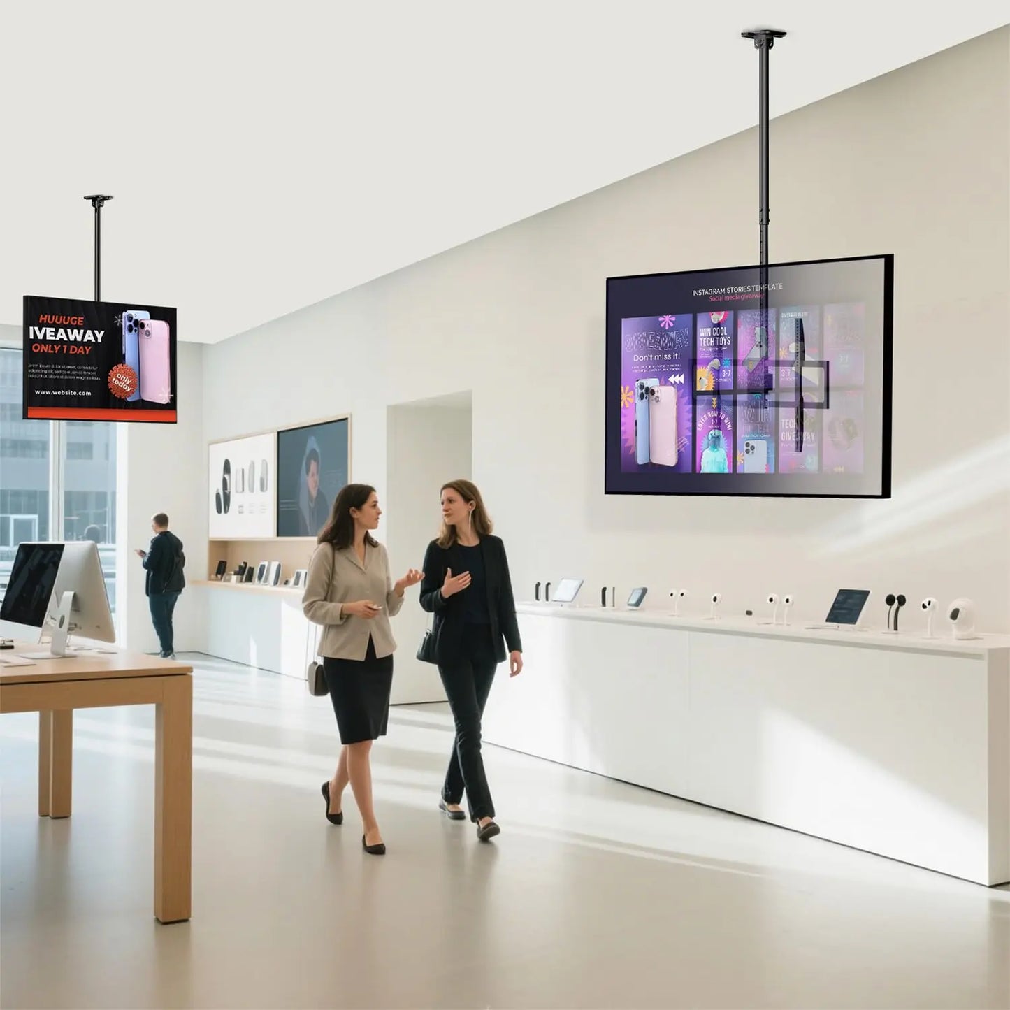 PUTORSEN Ceiling TV Mount – Adjustable Hanging Ceiling TV Bracket Fits Max 100 inch LCD LED OLED 4K TVs,Pole Ceiling Mount Supports up to 176lbs PUTORSEN