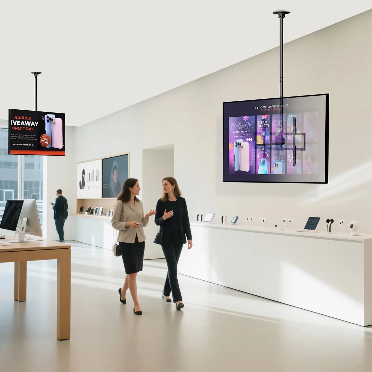 PUTORSEN Ceiling TV Mount – Adjustable Hanging Ceiling TV Bracket Fits Max 100 inch LCD LED OLED 4K TVs,Pole Ceiling Mount Supports up to 176lbs PUTORSEN