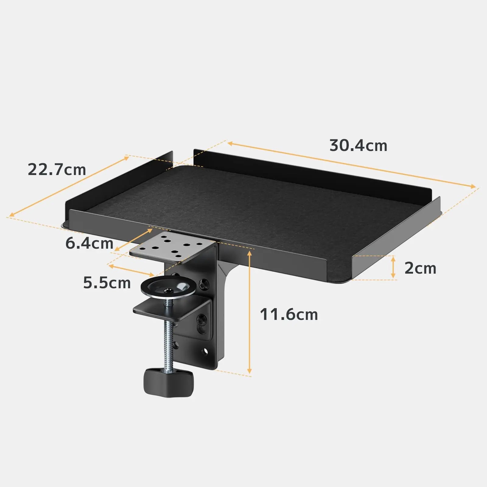 PUTORSEN Clamp-On Desk Organizer | Fits Desks up to 2.36 inches (60mm) | 33 lb Load Capacity | Universal for Home Office & Workshop | Black (12 x 9 inches) PUTORSEN