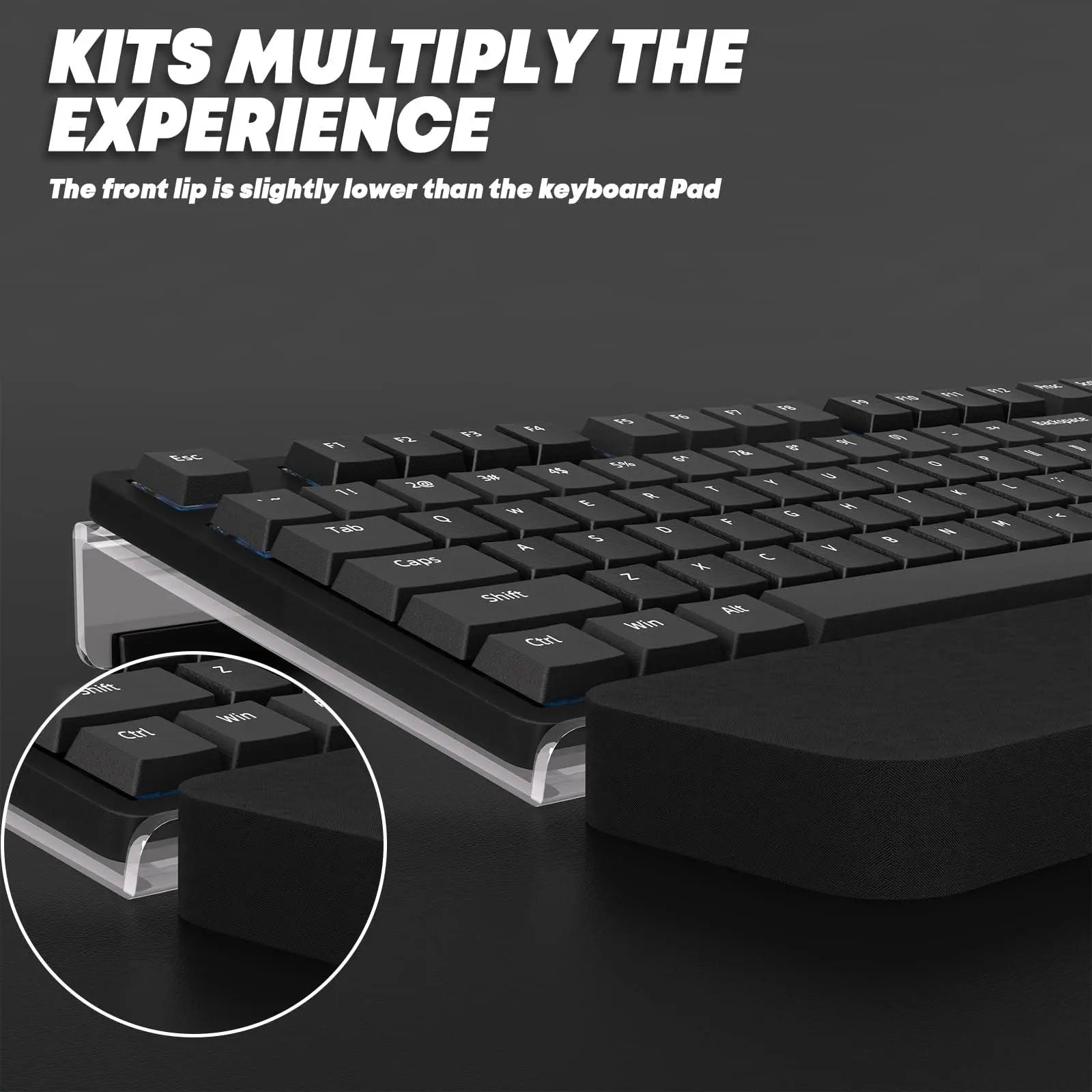 PUTORSEN  Computer Keyboard Stand Acrylic,Tilted Keyboard Tray with Keyboard Wrist Rest for Better Ergonomic Typing,Keyboard Riser with Anti-Slip Fits Most Keyboards for Office Desk, Home,School PUTORSEN