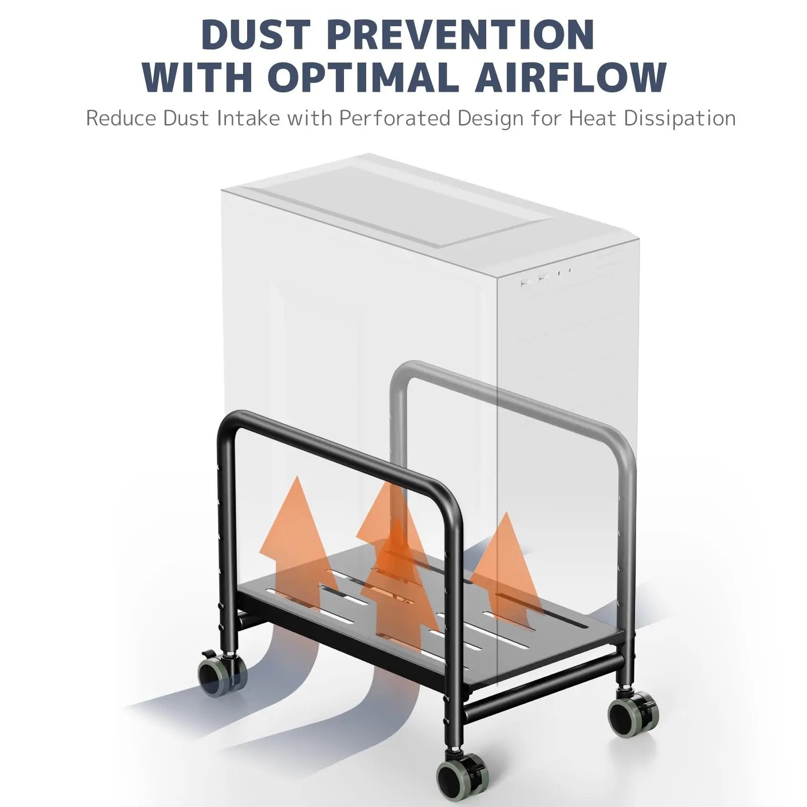 PUTORSEN Computer Tower Stand Under Desk - Height Adjustable PC Stand for Most Mid-Tower, Black PUTORSEN