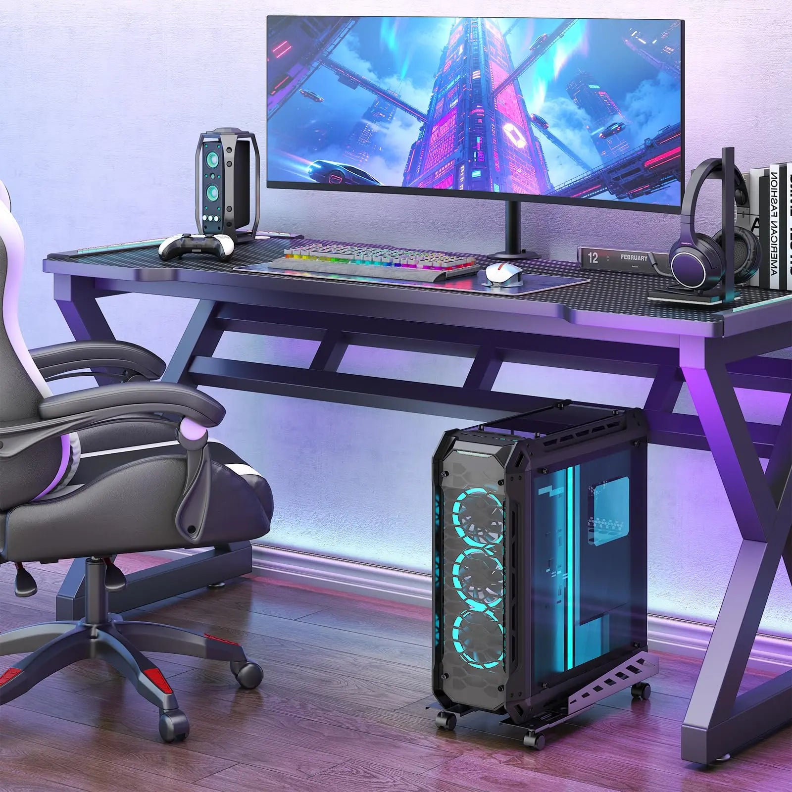PUTORSEN Computer Tower Stand - Under Desk PC Stand for Floor with Rol